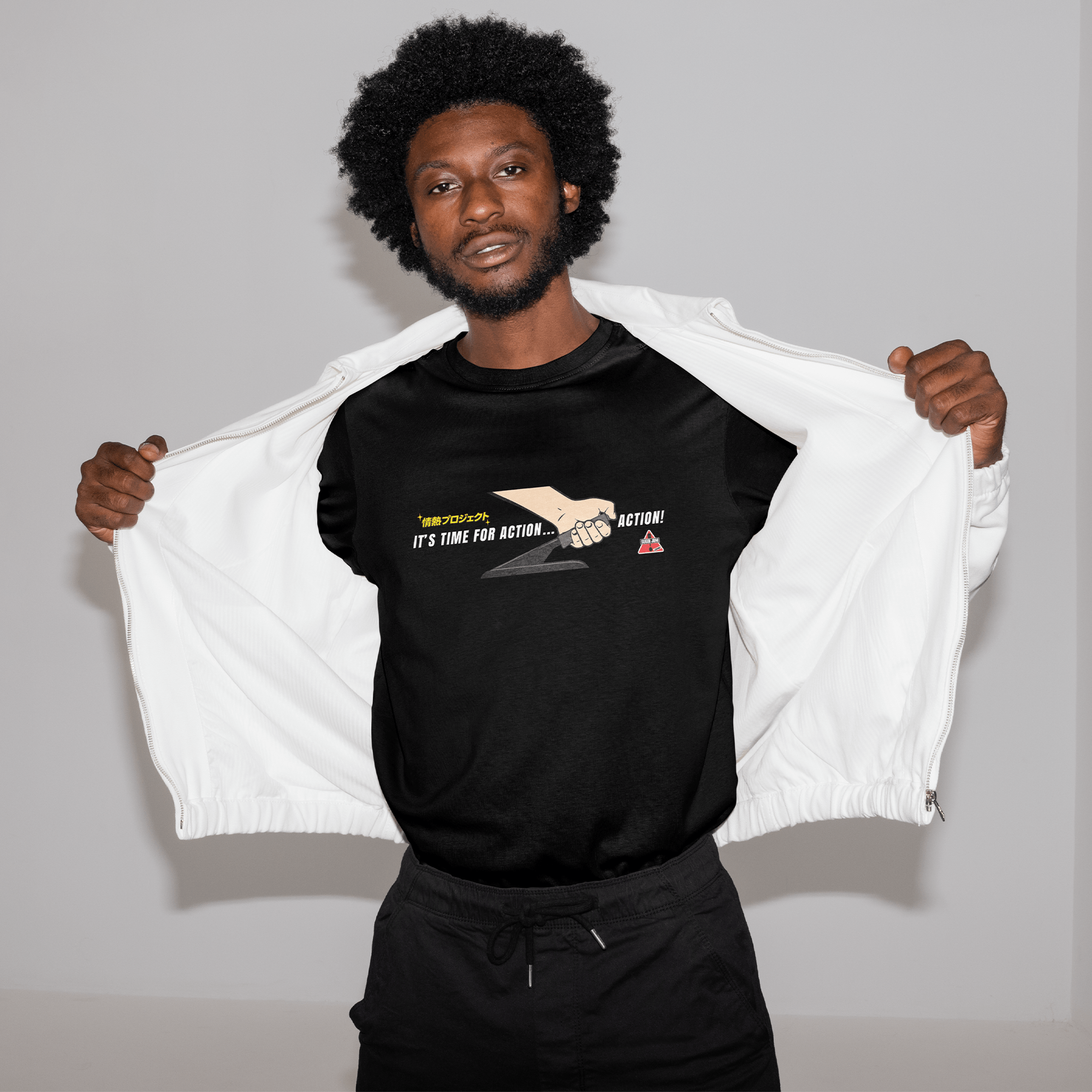 1990s Legacy Caution Wide Turns Sugoi JDM Drift Speed Team Shirt Black - Sugoi JDM