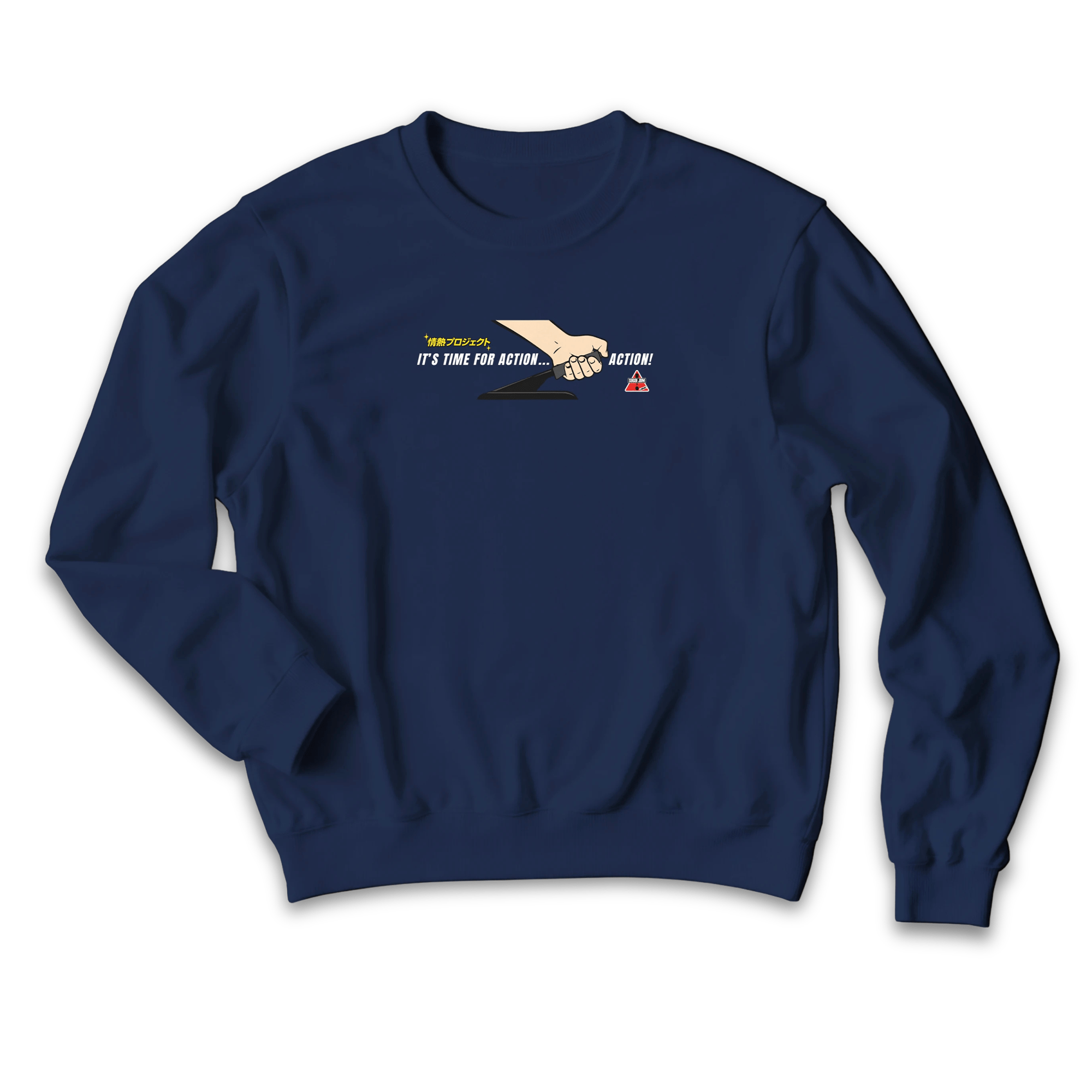 1990s Legacy Caution Wide Turns Sugoi JDM Drift Speed Team Sweatshirt Blue - Sugoi JDM