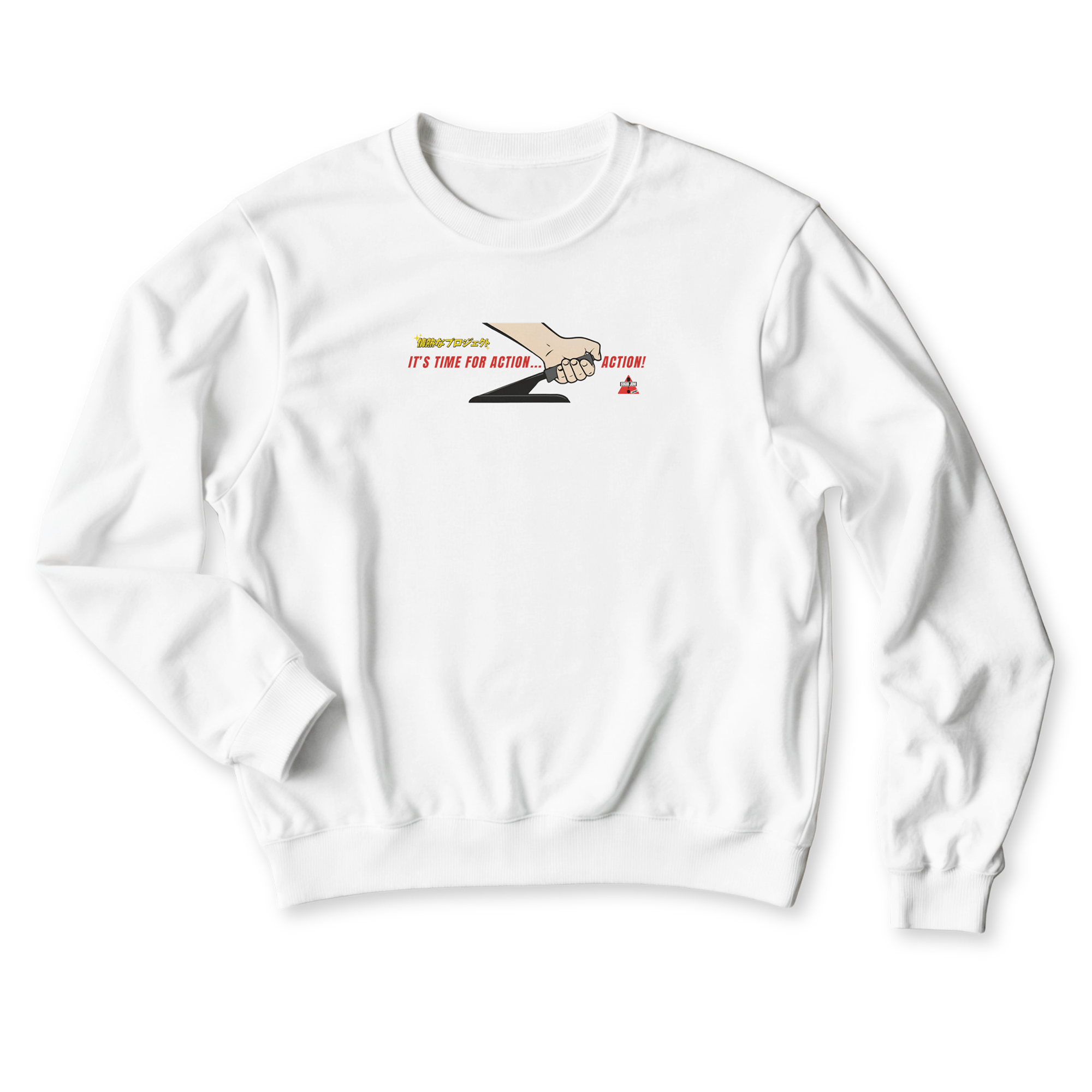 1990s Legacy Caution Wide Turns Sugoi JDM Drift Speed Team Sweatshirt White - Sugoi JDM