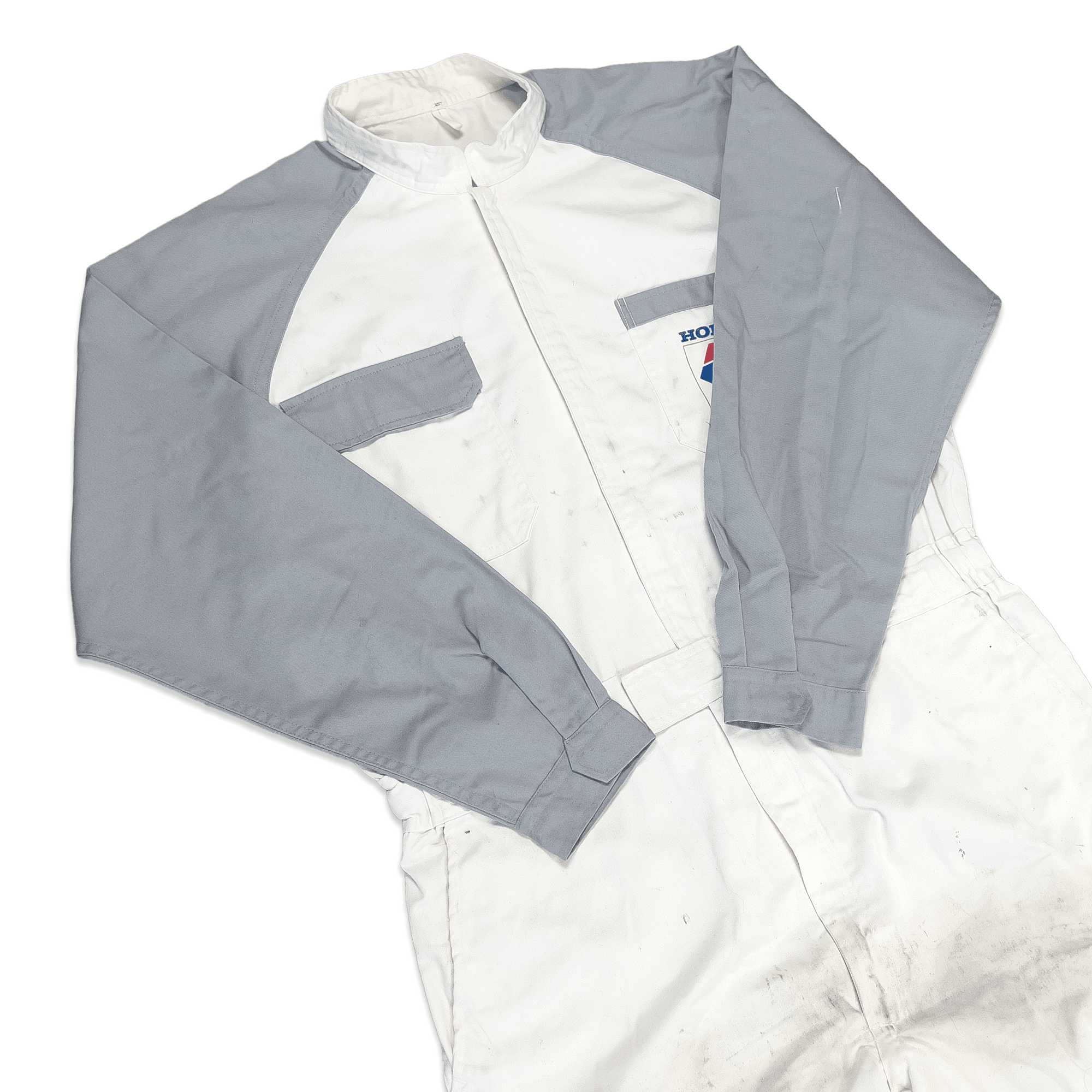 Genuine Retro 90s JDM Japan Honda Clio Mechanic Coveralls Tsunagi White Grey - Sugoi JDM