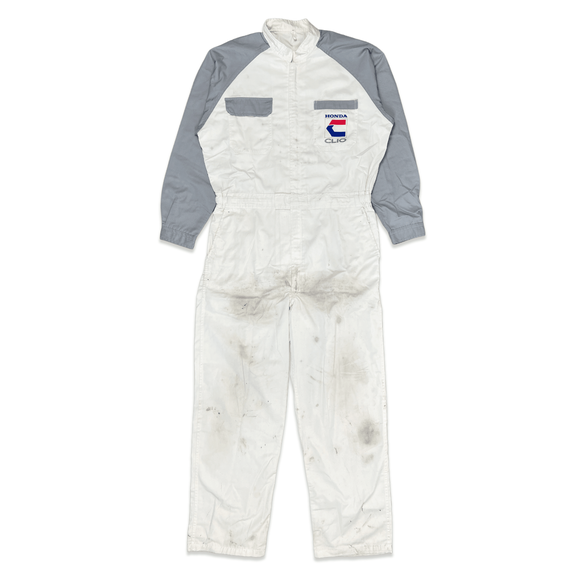 Genuine Retro 90s JDM Japan Honda Clio Mechanic Coveralls Tsunagi White Grey - Sugoi JDM