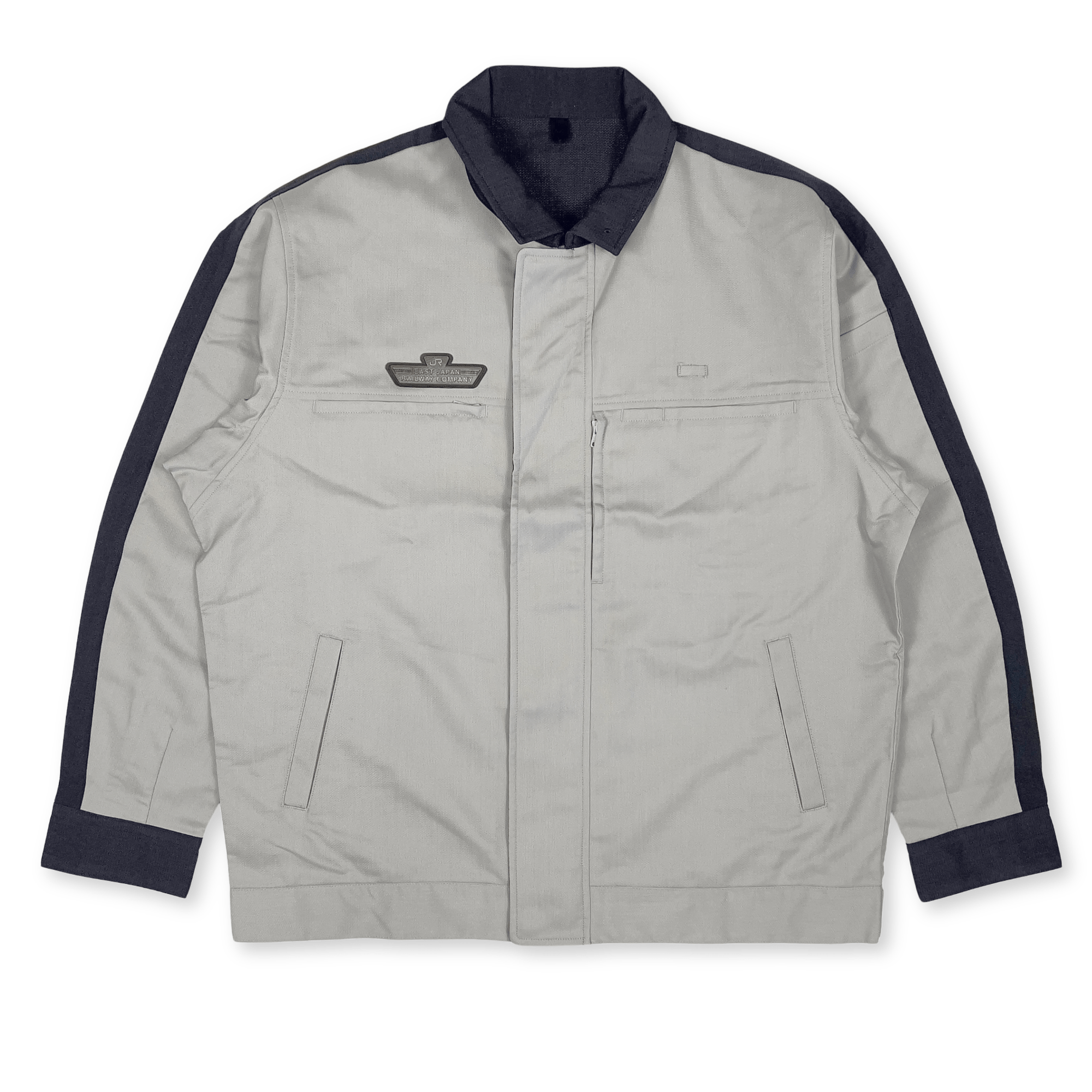 Genuine Retro JDM JR East Japan Railway Company Mechanics Jacket Gray - Sugoi JDM