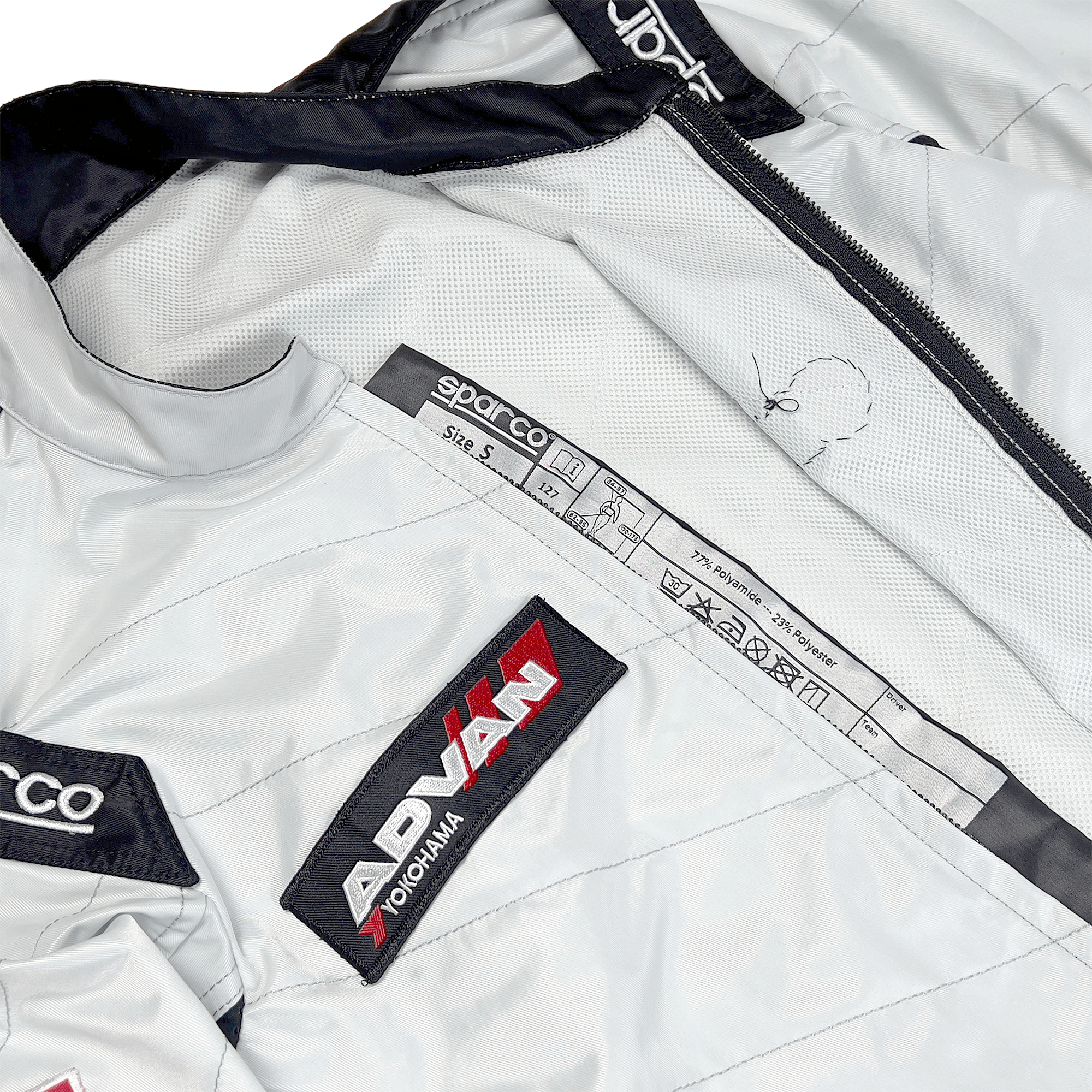 Genuine Sparco Advan Brembo NGK Track KS - 1 Endless Kart Racing Suit Gray - Sugoi JDM