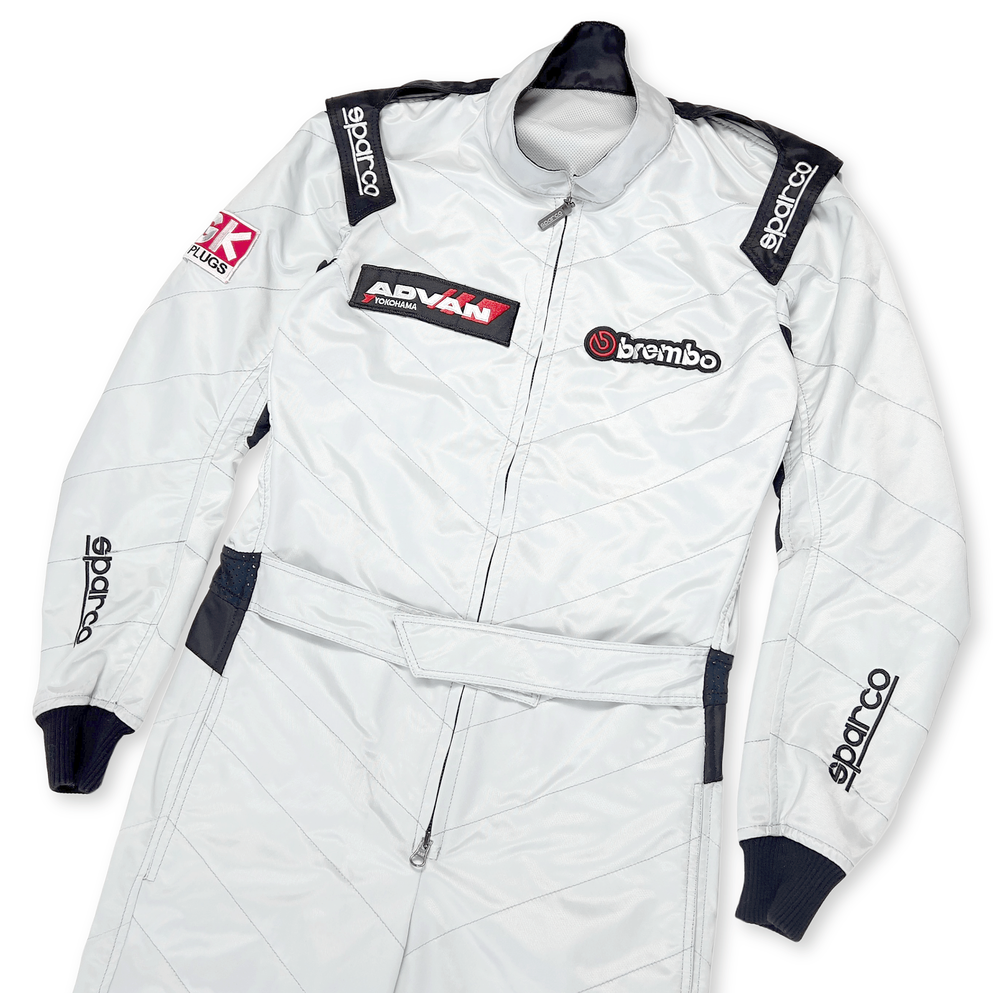 Genuine Sparco Advan Brembo NGK Track KS - 1 Endless Kart Racing Suit Gray - Sugoi JDM