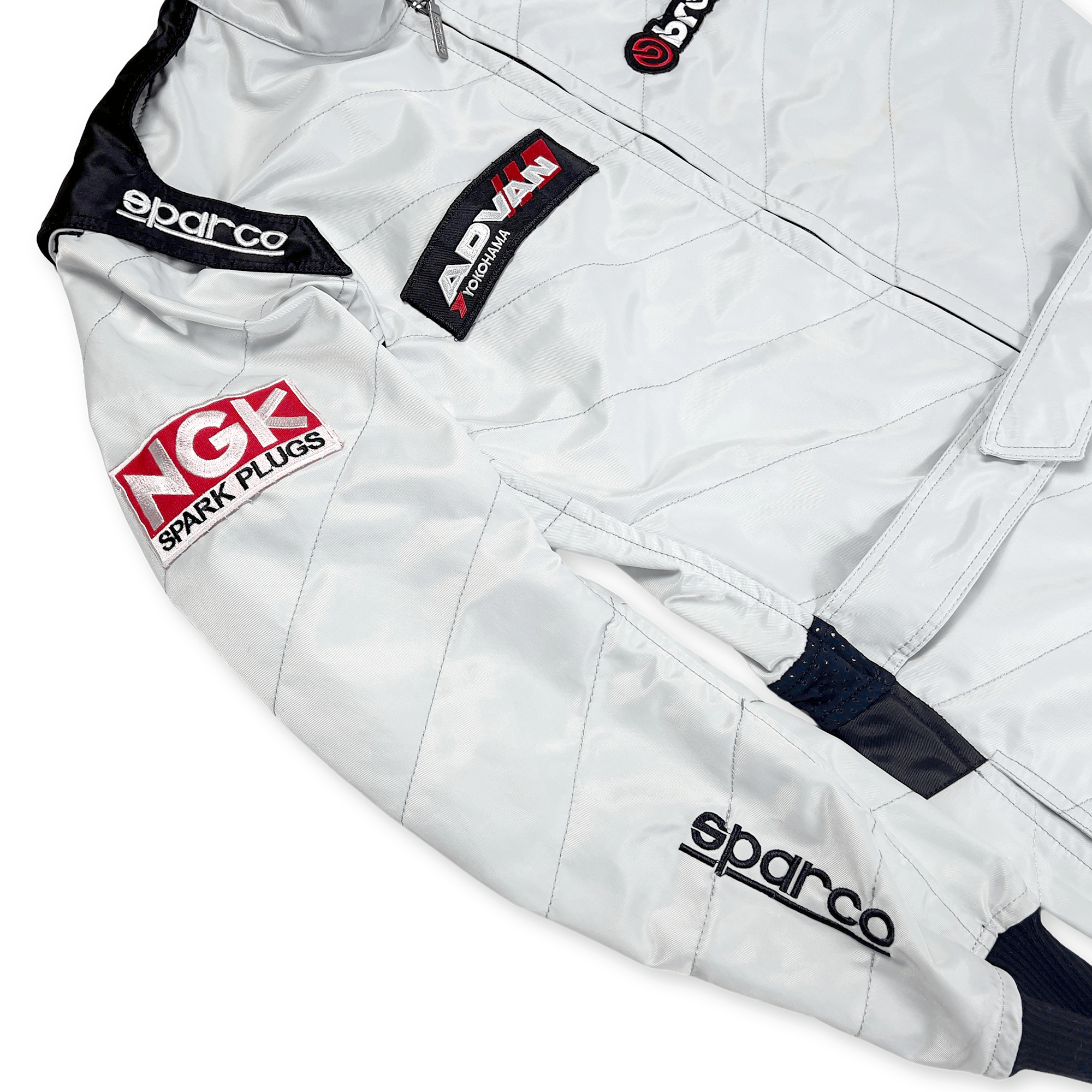 Genuine Sparco Advan Brembo NGK Track KS - 1 Endless Kart Racing Suit Gray - Sugoi JDM