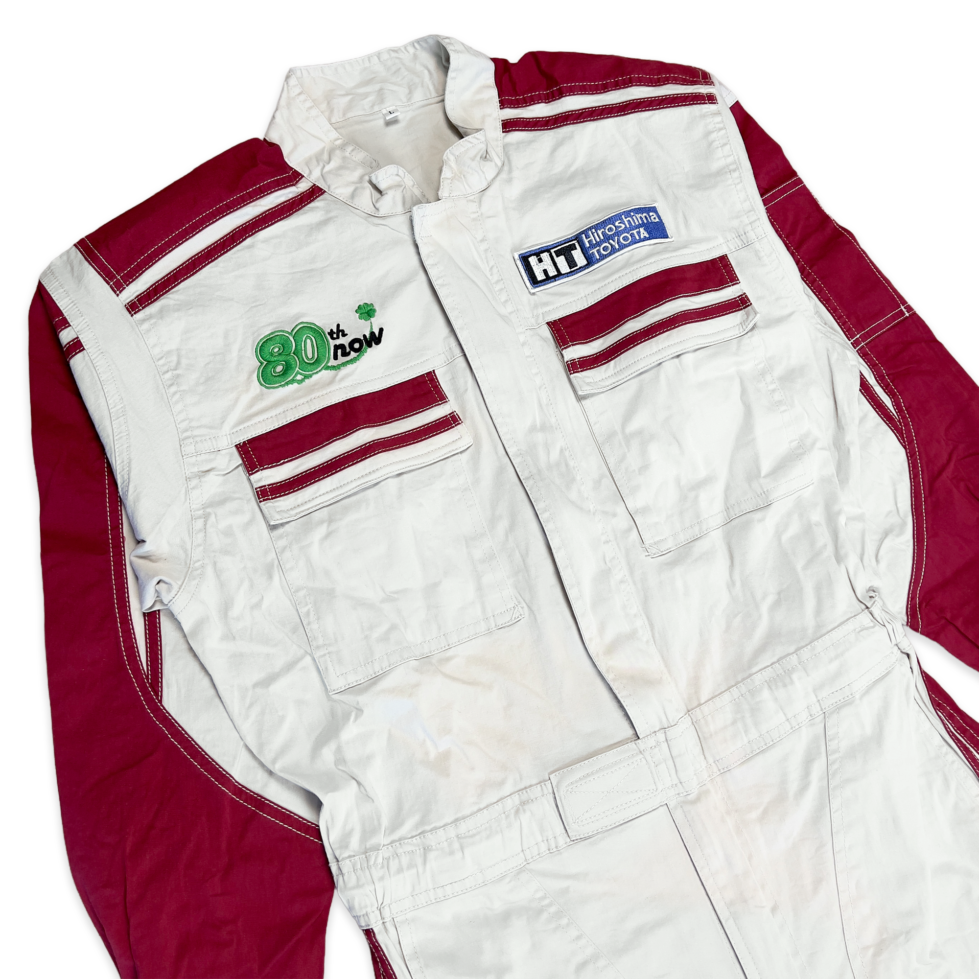 JDM Retro Hiroshima Toyota Tecno Stretch Summer Jumpsuit Coveralls Tsunagi Red