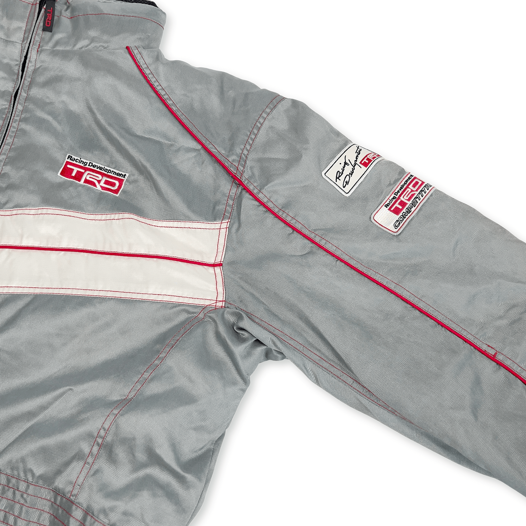 Japan JDM Retro Toyota TRD Racing Winter Thermal Hoodie Bench Jacket Silver - Sugoi JDM