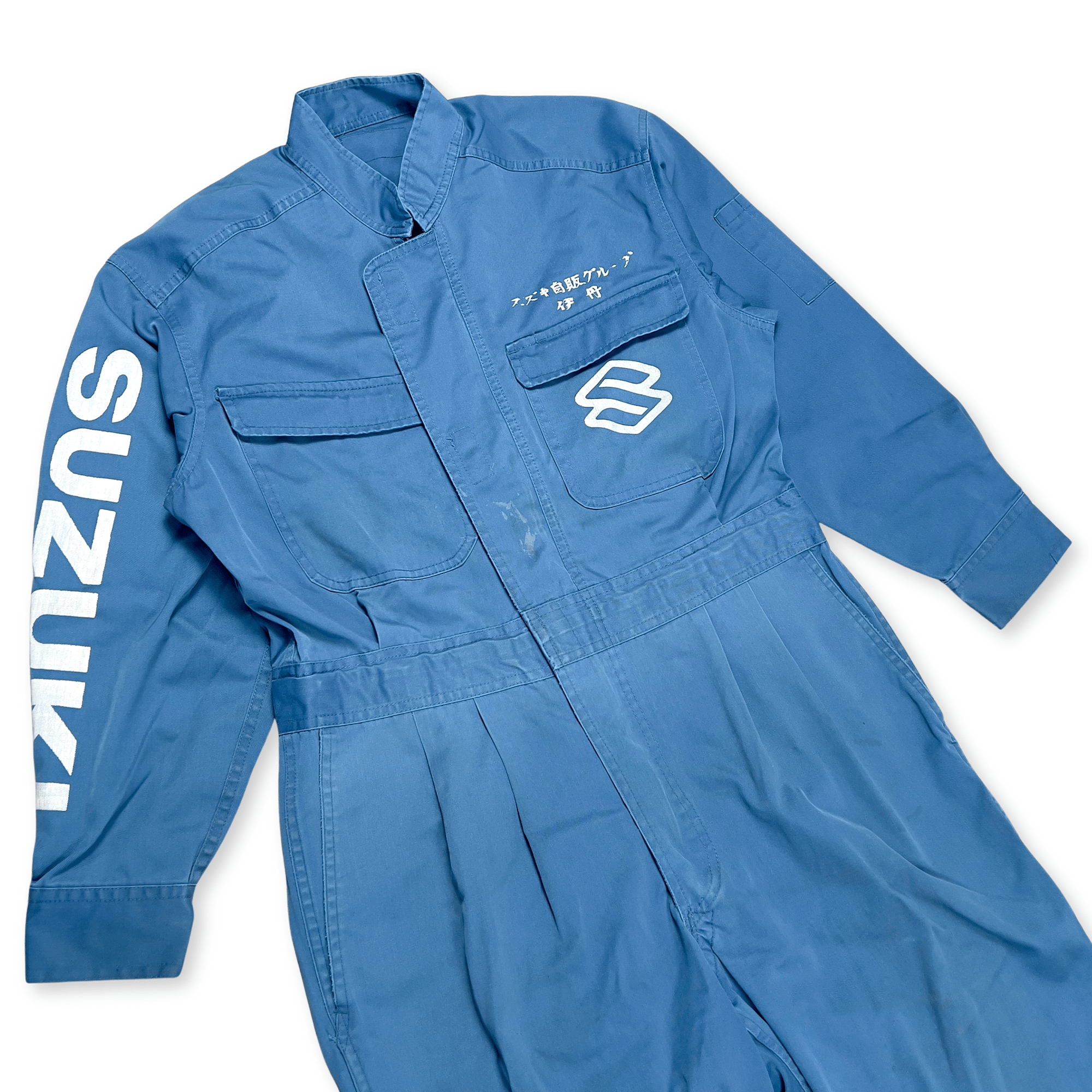 JDM Retro Suzuki Japan Showa 1980s All Weather Coveralls Tsunagi Blue - Sugoi JDM