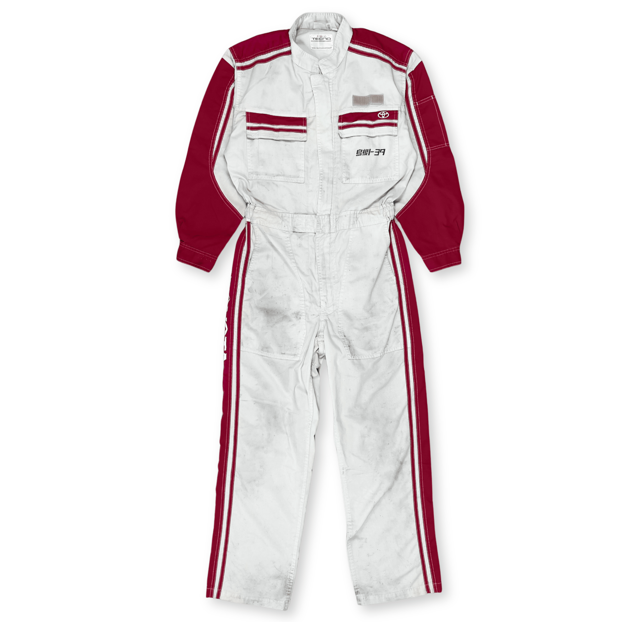 JDM Retro Toyota Tecno Summer Jumpsuit Coveralls Mechanic Tsunagi Red - Sugoi JDM