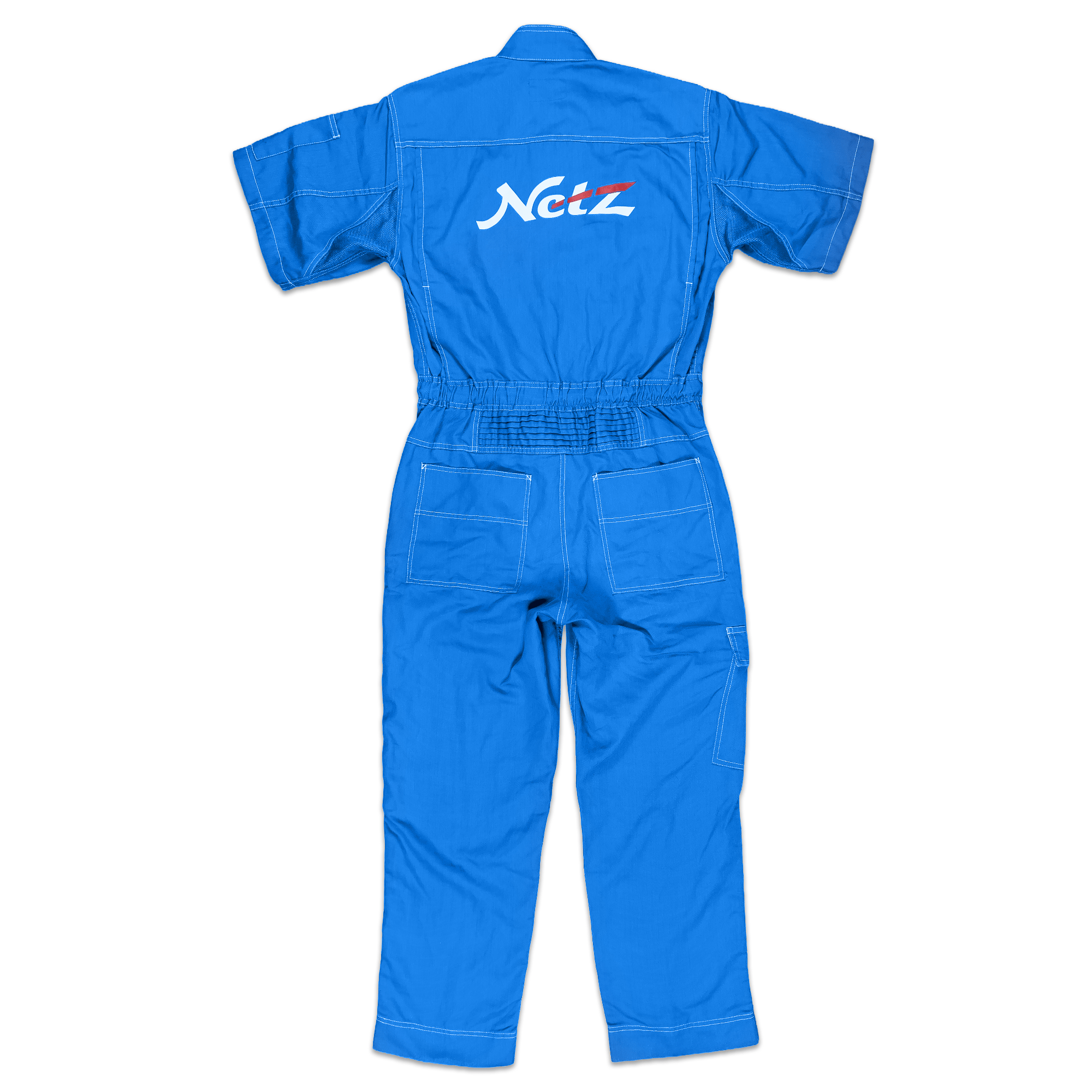 JDM Toyota Retro Netz Japan Tecno Short Sleeve Tsunagi Coveralls Blue - Sugoi JDM