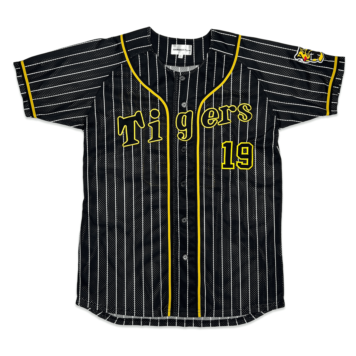 Mizuno Japan NPB Hanshin Tigers Shintaro Fujinami Baseball Knit Jersey Black 19 - Sugoi JDM