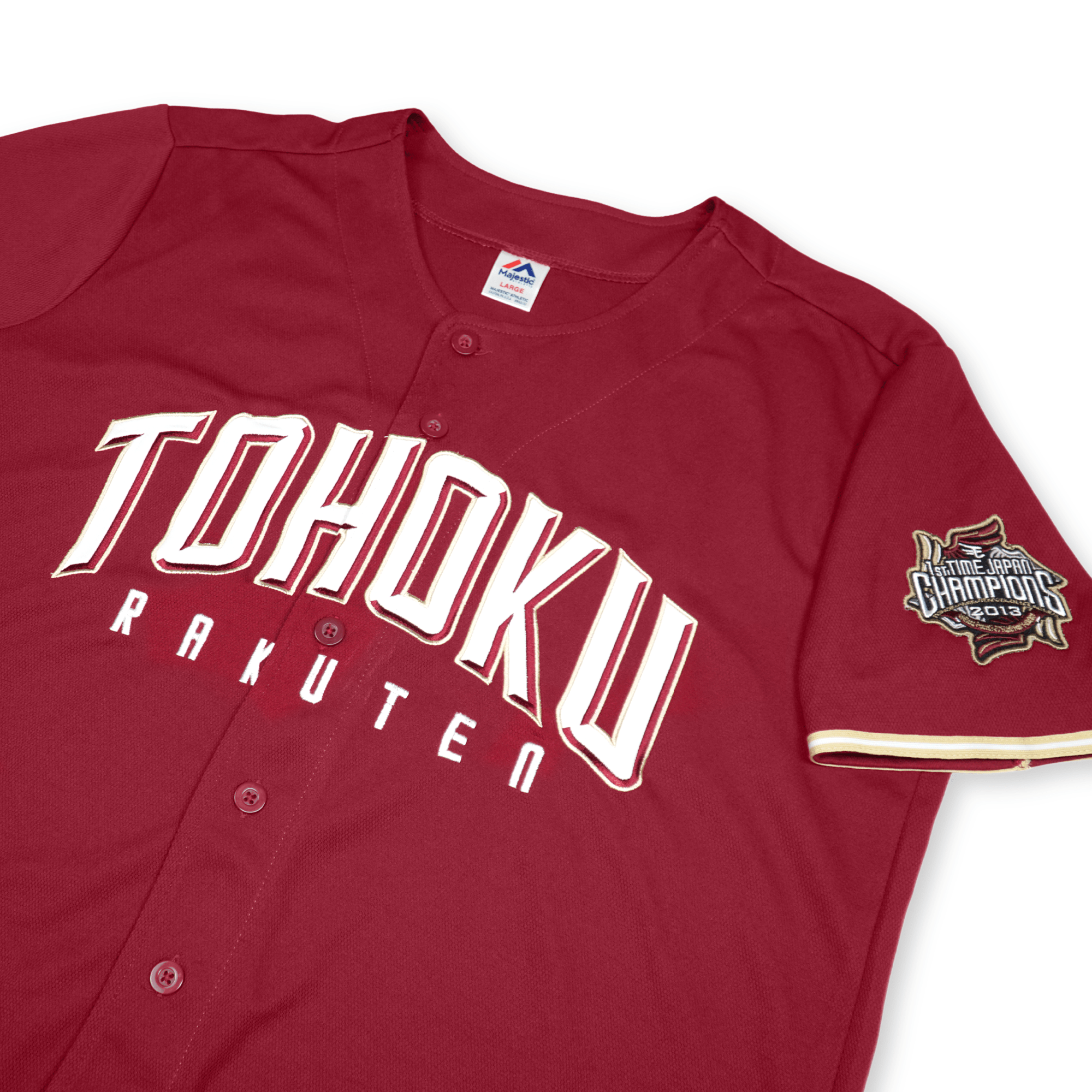 New Majestic NPB Baseball Rakuten Golden Eagles Knit Jersey Champions 2013 Red - Sugoi JDM