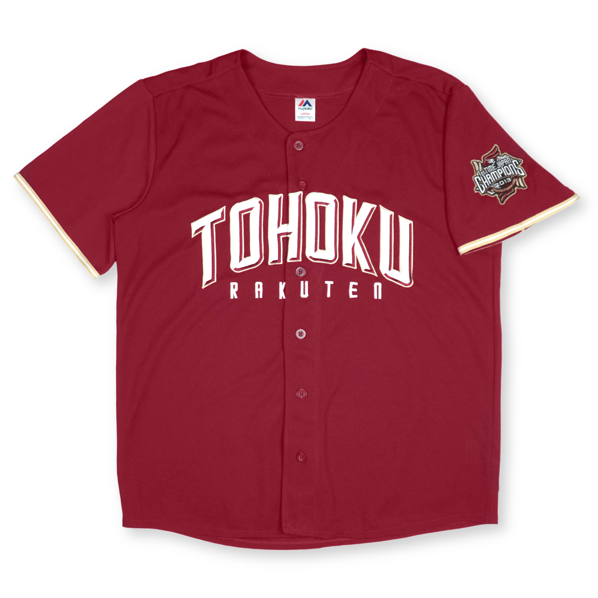 New Majestic NPB Baseball Rakuten Golden Eagles Knit Jersey Champions 2013 Red - Sugoi JDM
