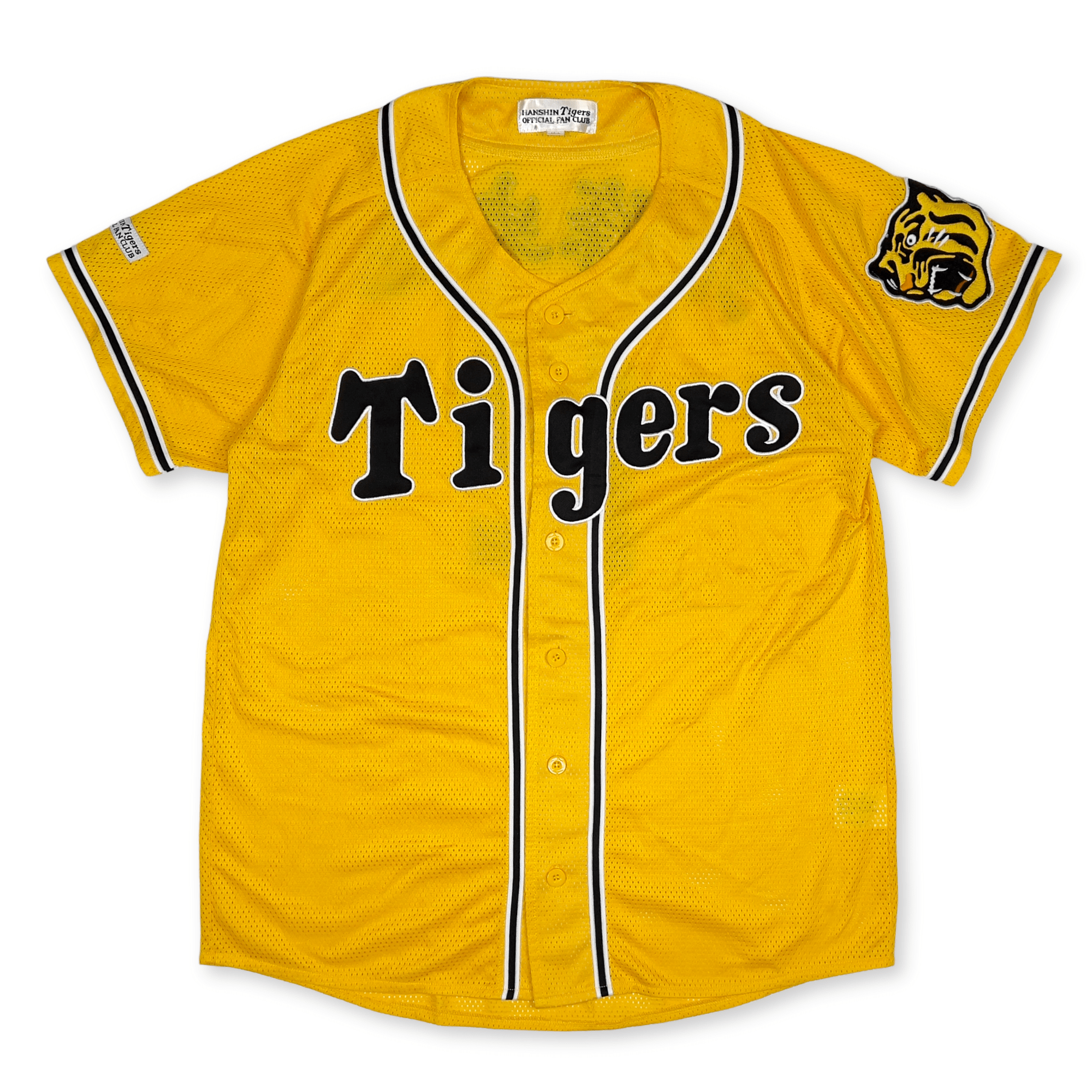 New Mizuno Retro Japan Hanshin Tigers Fan Club Baseball Knit Jersey White Yellow - Sugoi JDM