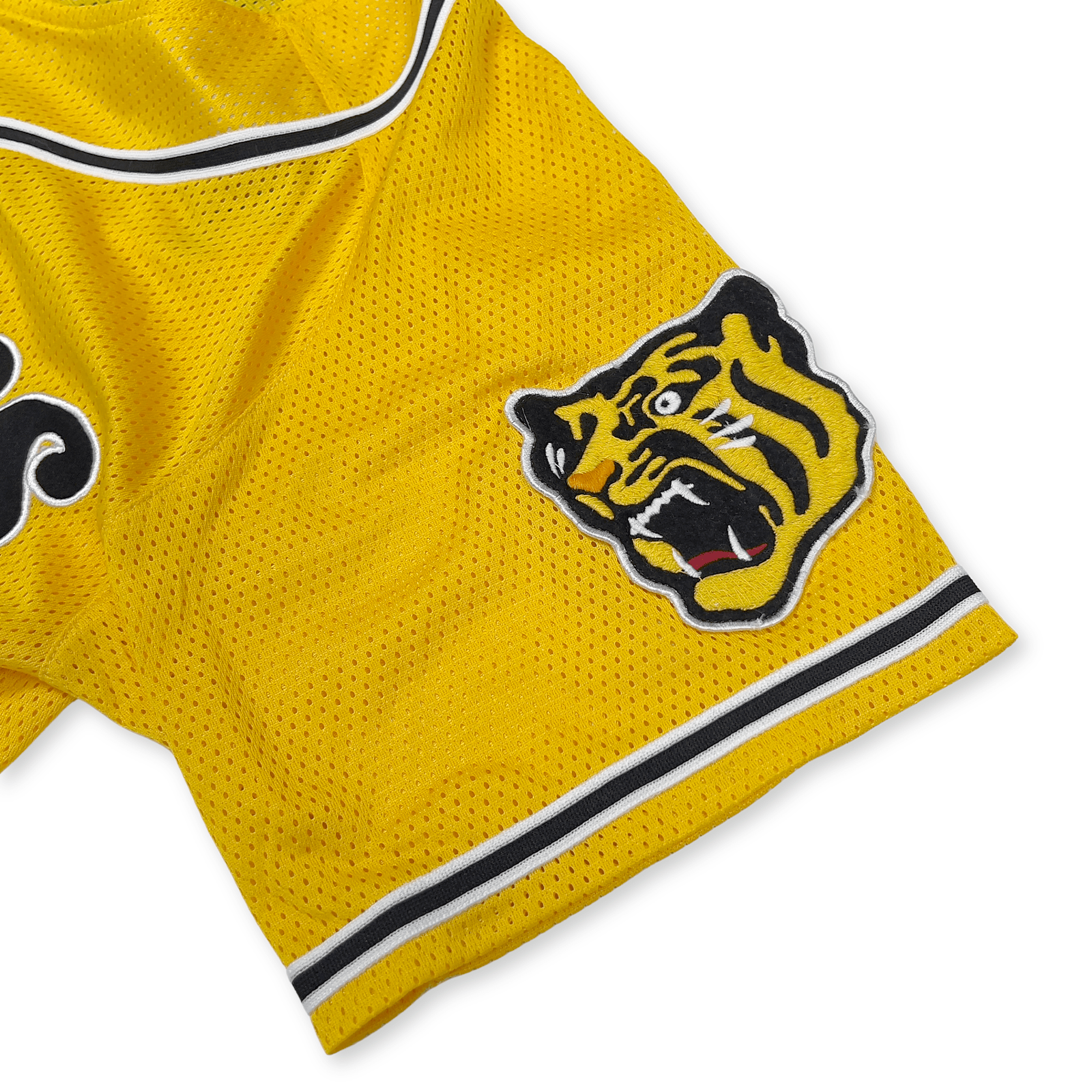 New Mizuno Retro Japan Hanshin Tigers Kanji Fumiya Hojoh Baseball Knit Jersey Yellow - Sugoi JDM