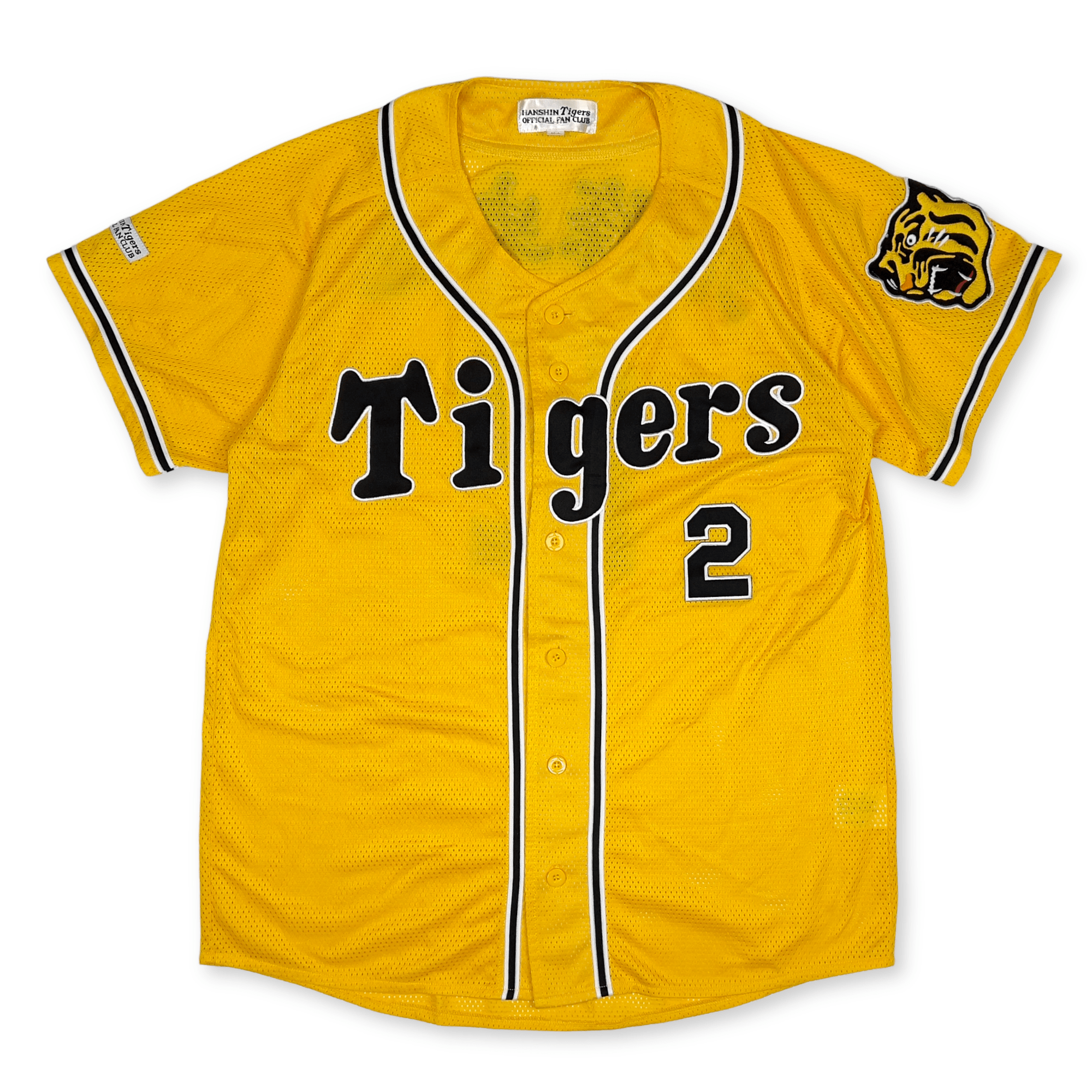 New Mizuno Retro Japan Hanshin Tigers Kanji Fumiya Hojoh Baseball Knit Jersey Yellow - Sugoi JDM