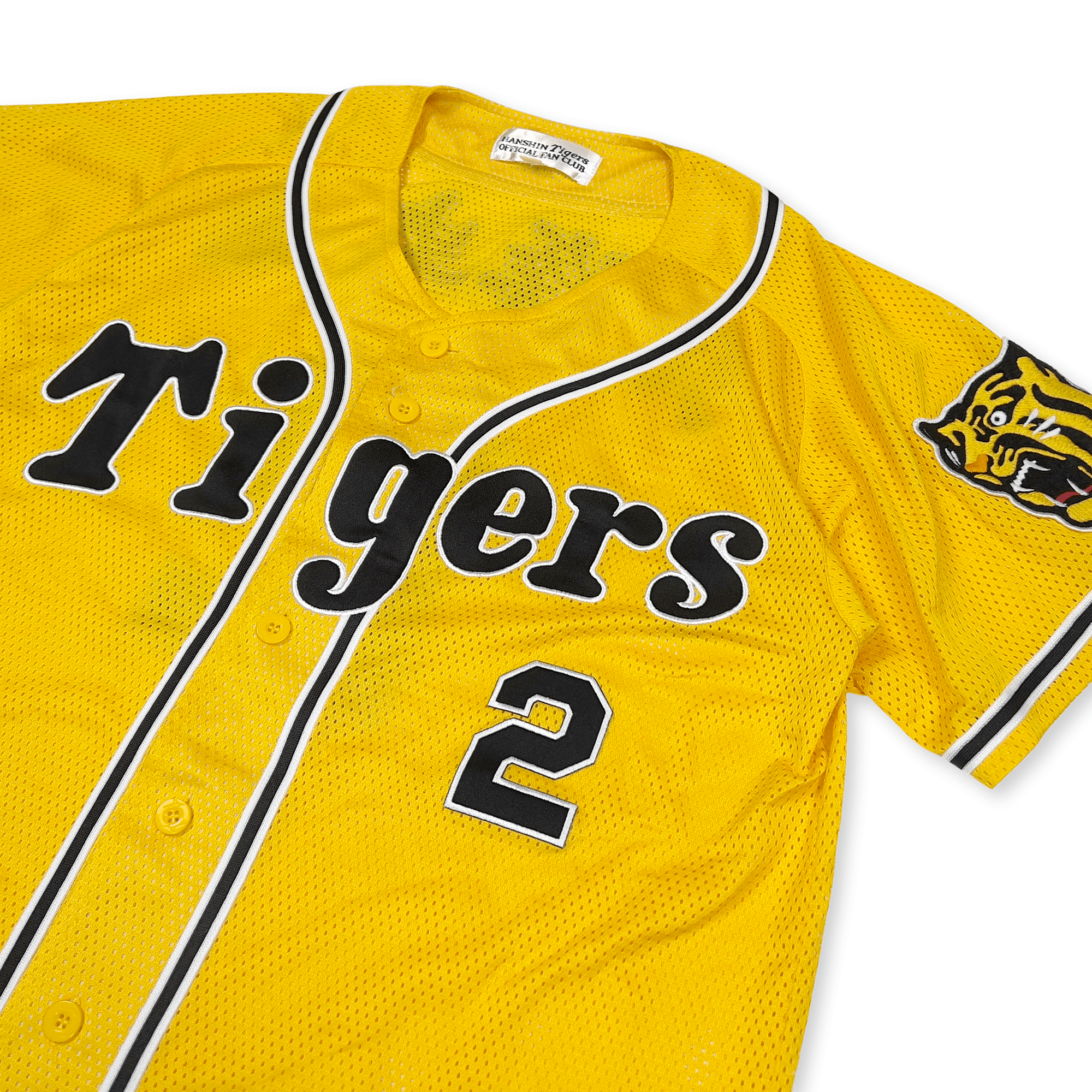New Mizuno Retro Japan Hanshin Tigers Kanji Fumiya Hojoh Baseball Knit Jersey Yellow - Sugoi JDM