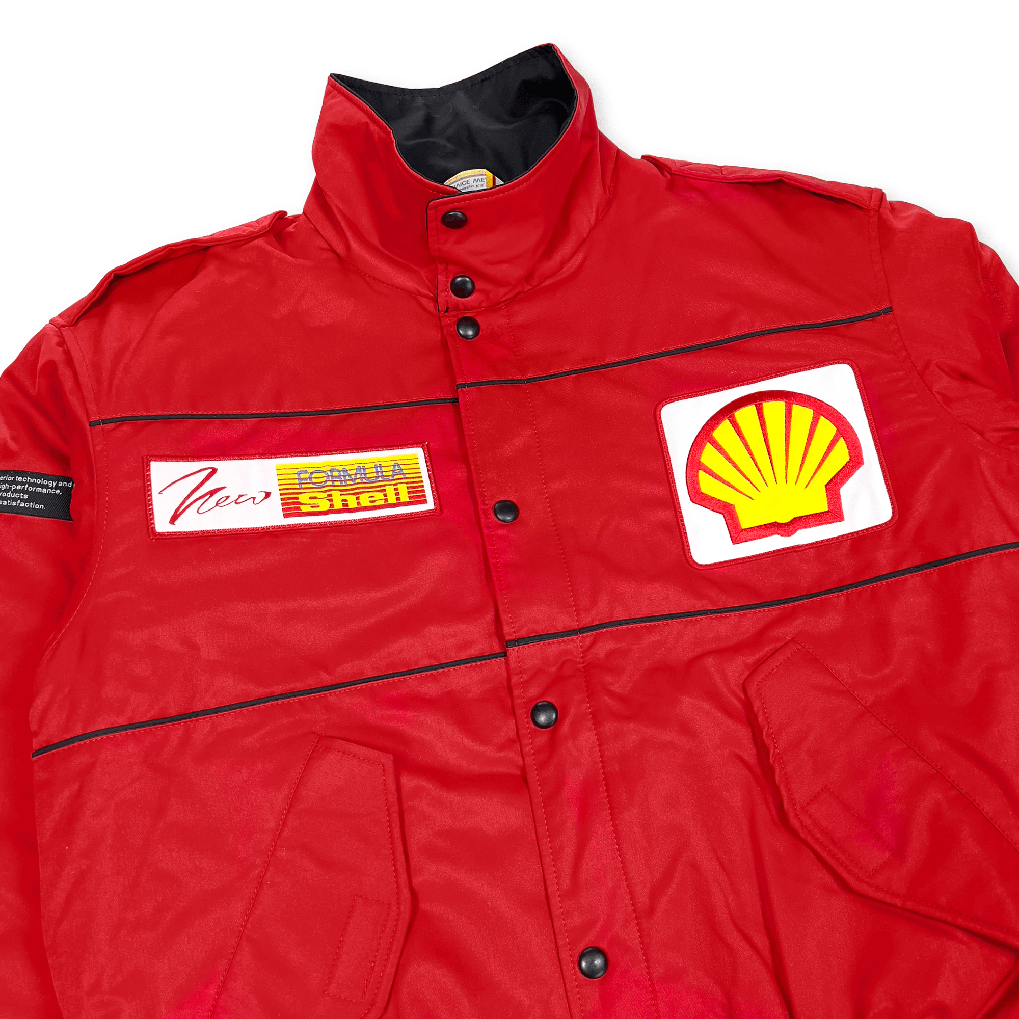 New Retro JDM Japan Showa 1990s Formula Shell Sekiyu Winter Jacket Red - Sugoi JDM
