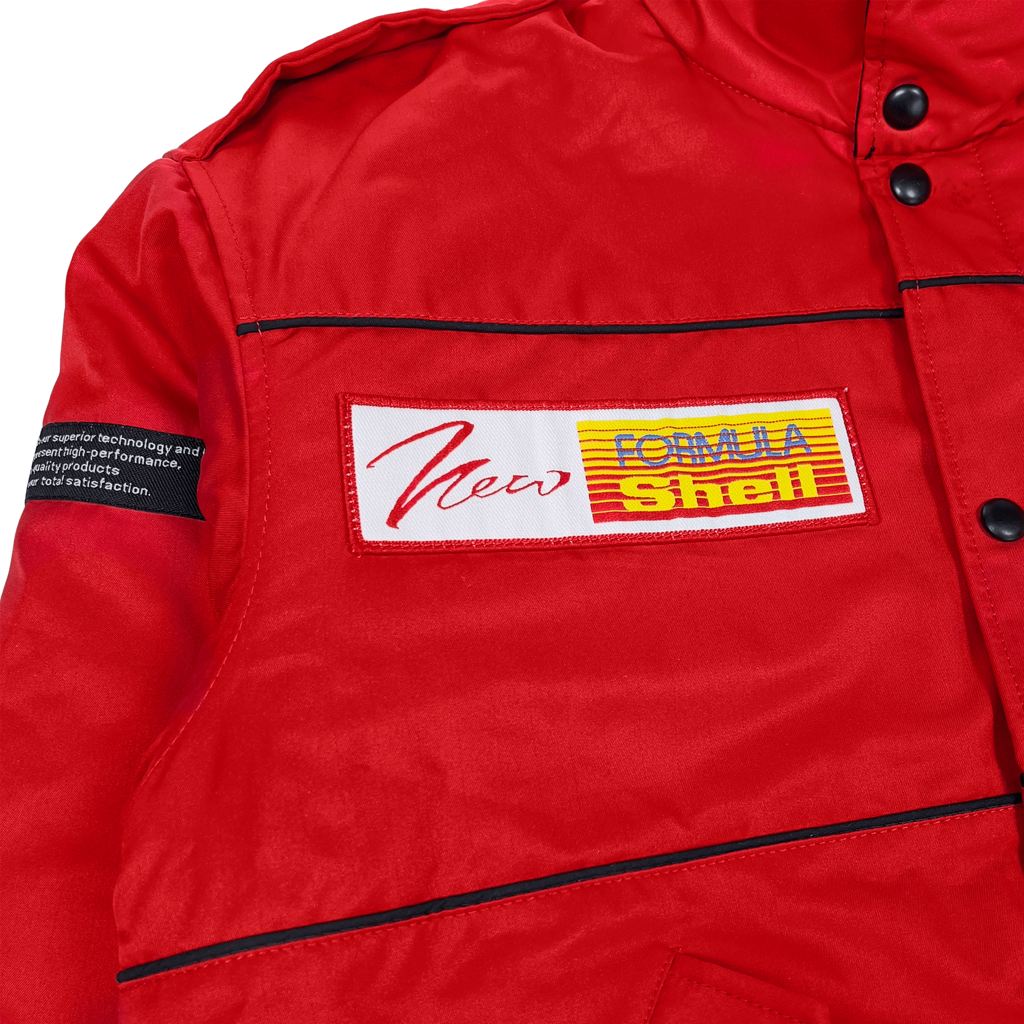 New Retro JDM Japan Showa 1990s Formula Shell Sekiyu Winter Jacket Red - Sugoi JDM