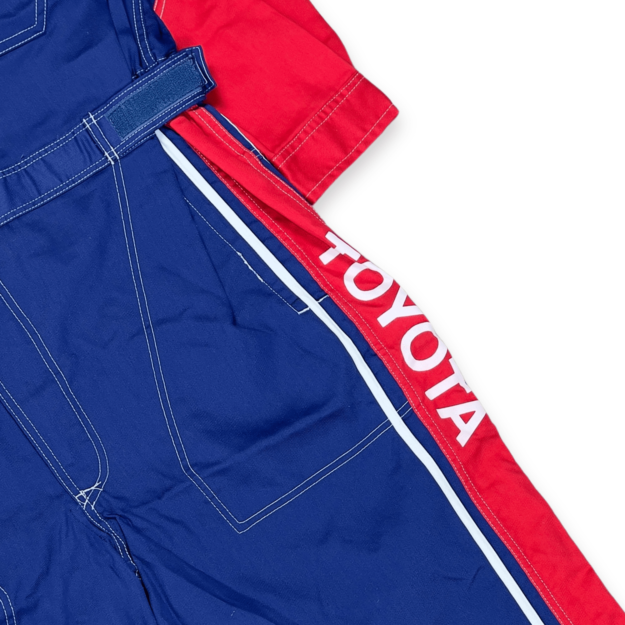 New Retro JDM Toyota Toyopet Tecno Mechanic Coveralls Tsunagi Blue Red - Sugoi JDM