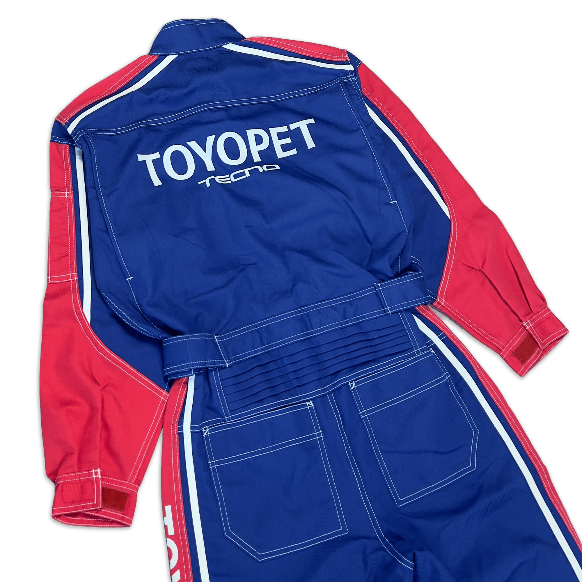New Retro JDM Toyota Toyopet Tecno Mechanic Coveralls Tsunagi Blue Red - Sugoi JDM