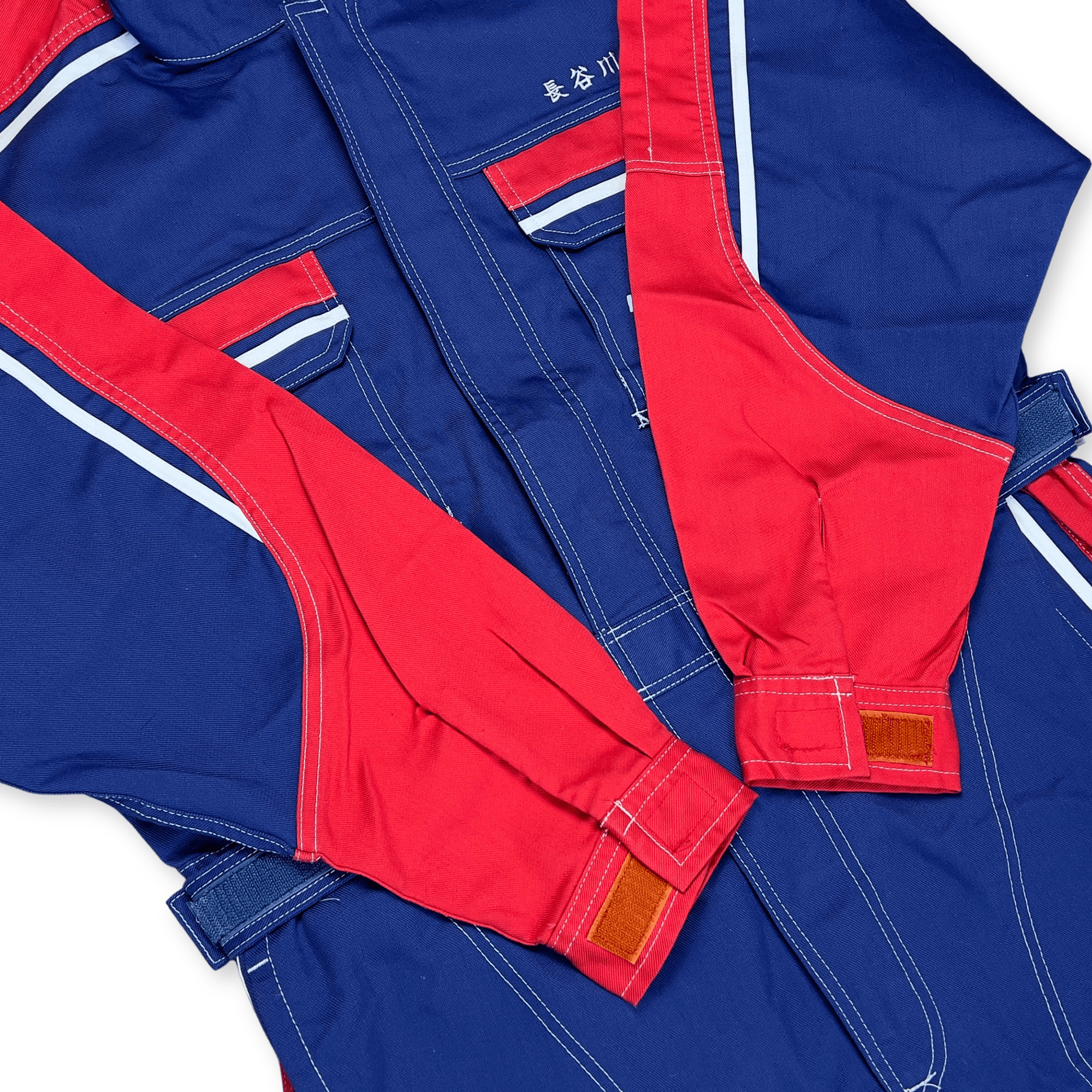 New Retro JDM Toyota Toyopet Tecno Mechanic Coveralls Tsunagi Blue Red - Sugoi JDM