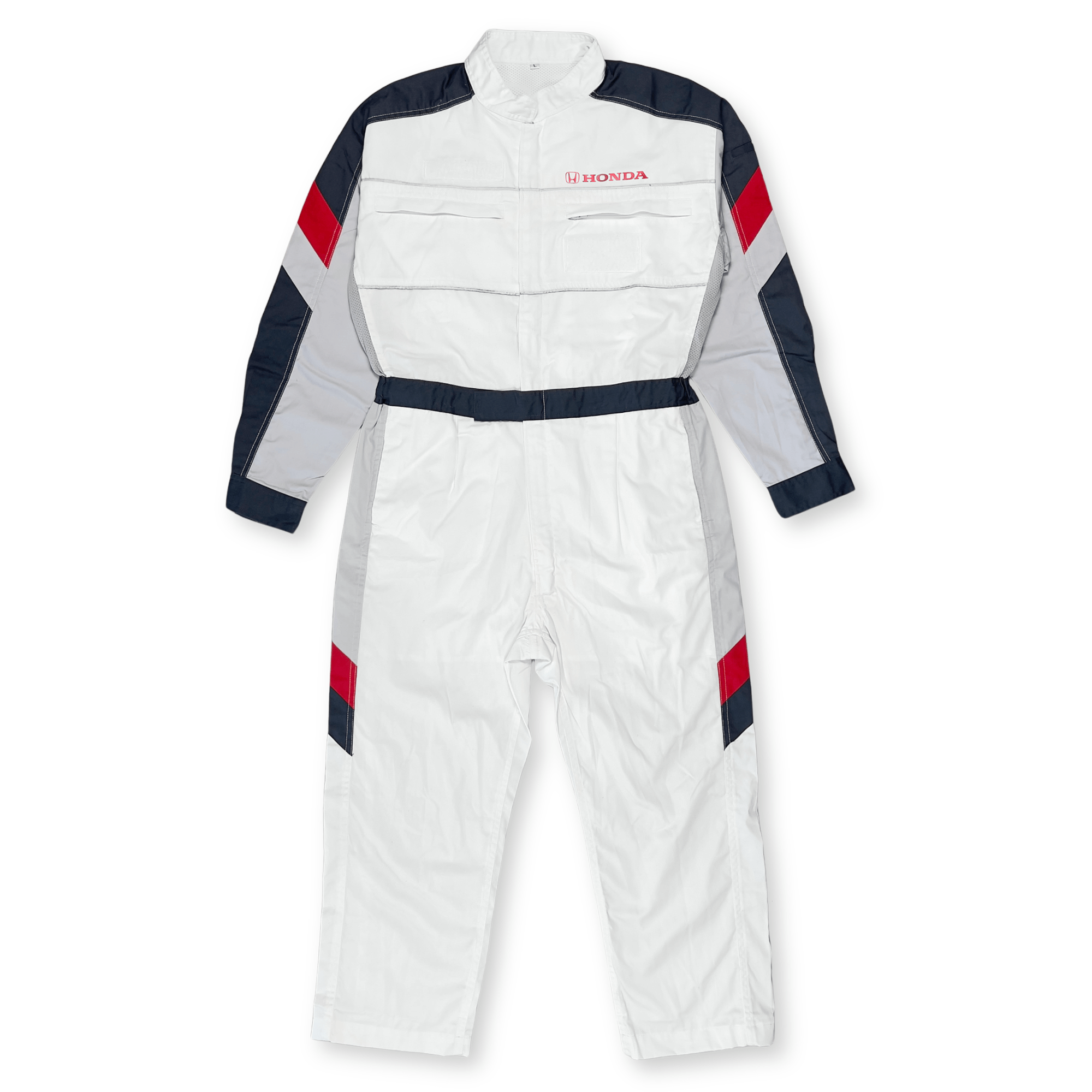 New Retro Showa JDM Japan Honda Summer Jumpsuit Coveralls Tsunagi White - Sugoi JDM
