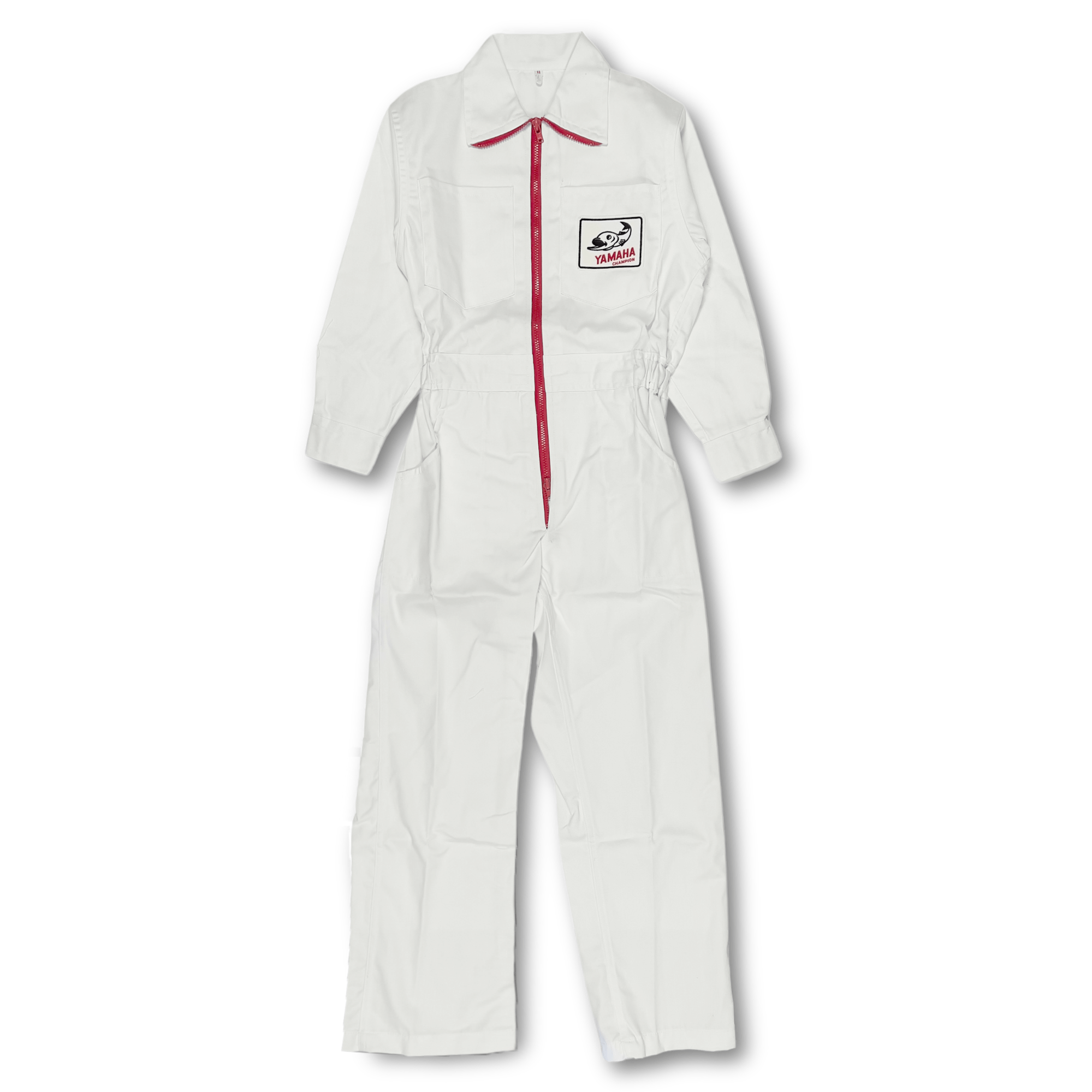 New Showa 1970s JDM Japan Yamaha Champion Tsunagi Coveralls White - Sugoi JDM