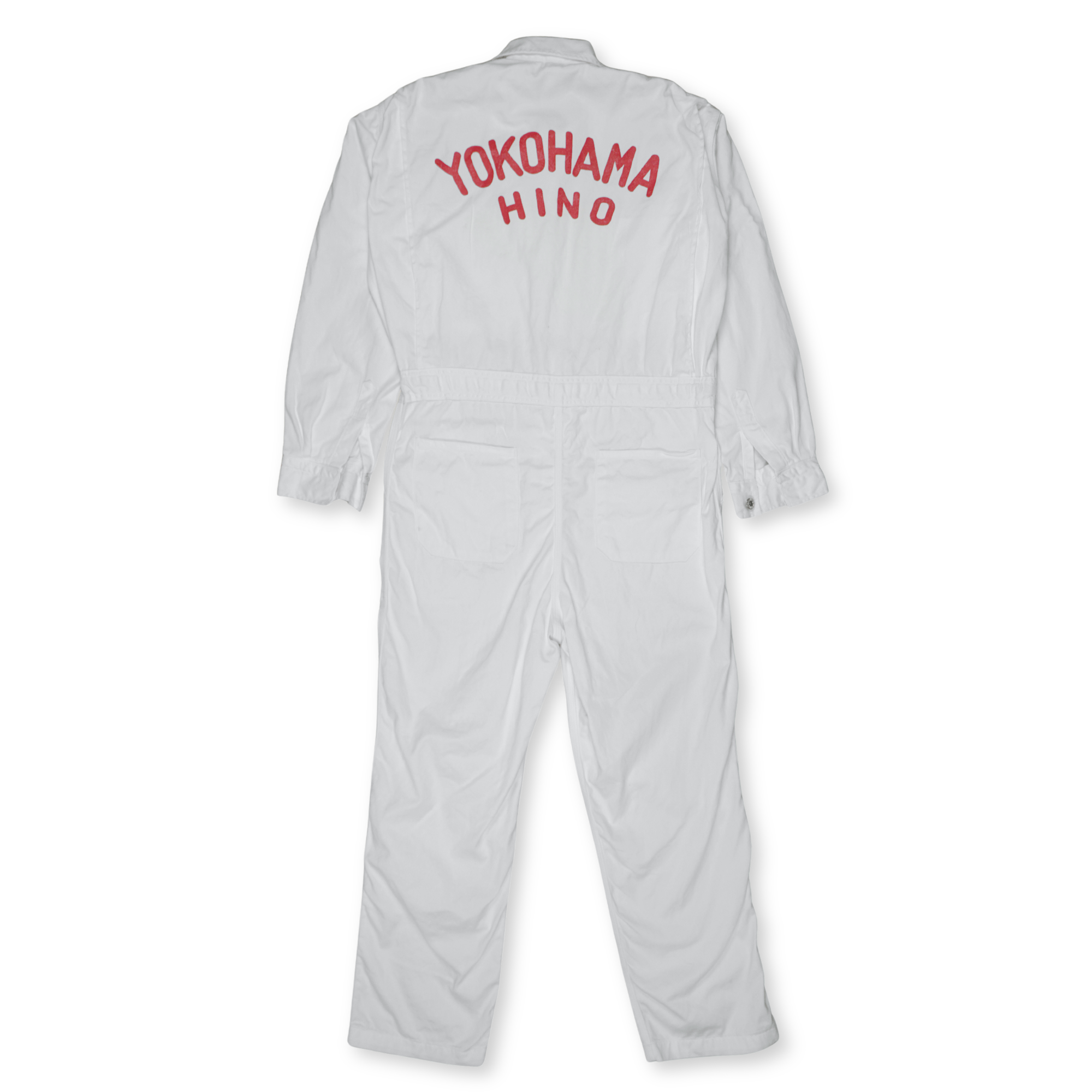 New Vintage 1970s Showa JDM Hino Toyota Yokohama Tsunagi Coveralls White - Sugoi JDM