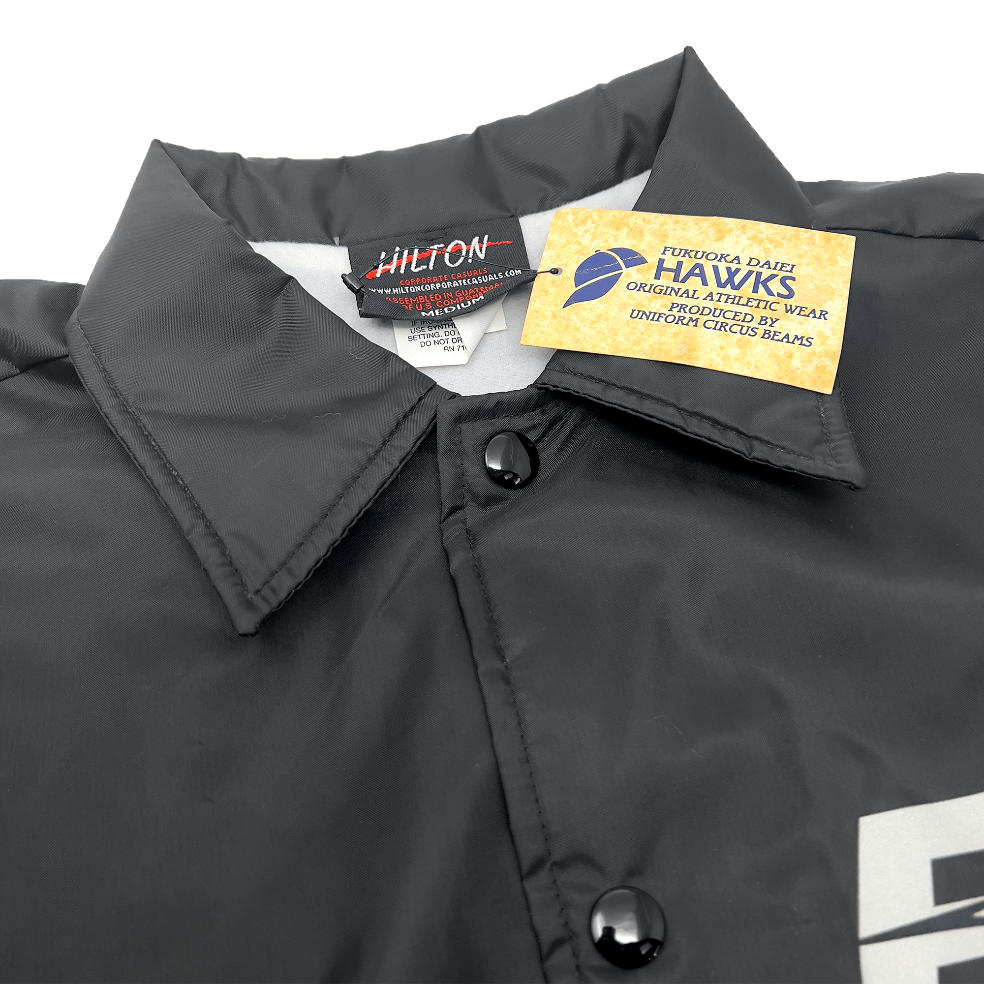 New Vintage Japan NPB Fukuoka Daiei Hawks Coaches Jacket Black - Sugoi JDM