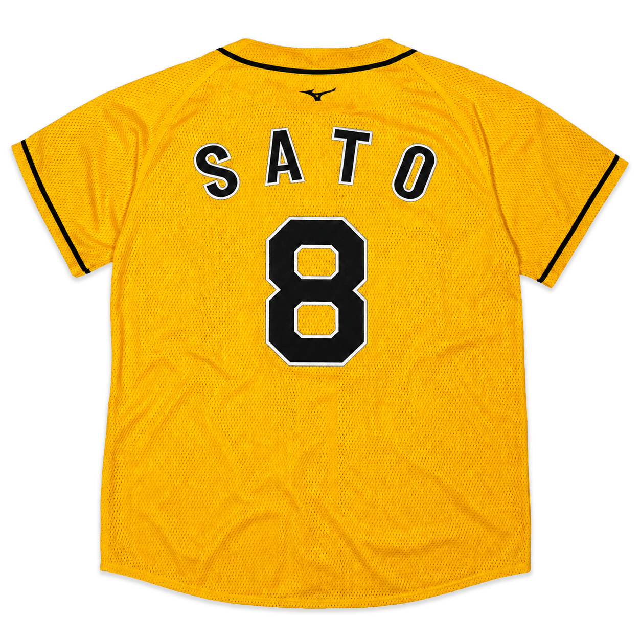NPB Mizuno Hanshin Tigers Fan Club Teruaki Sato Baseball Knit Jersey Yellow - Sugoi JDM