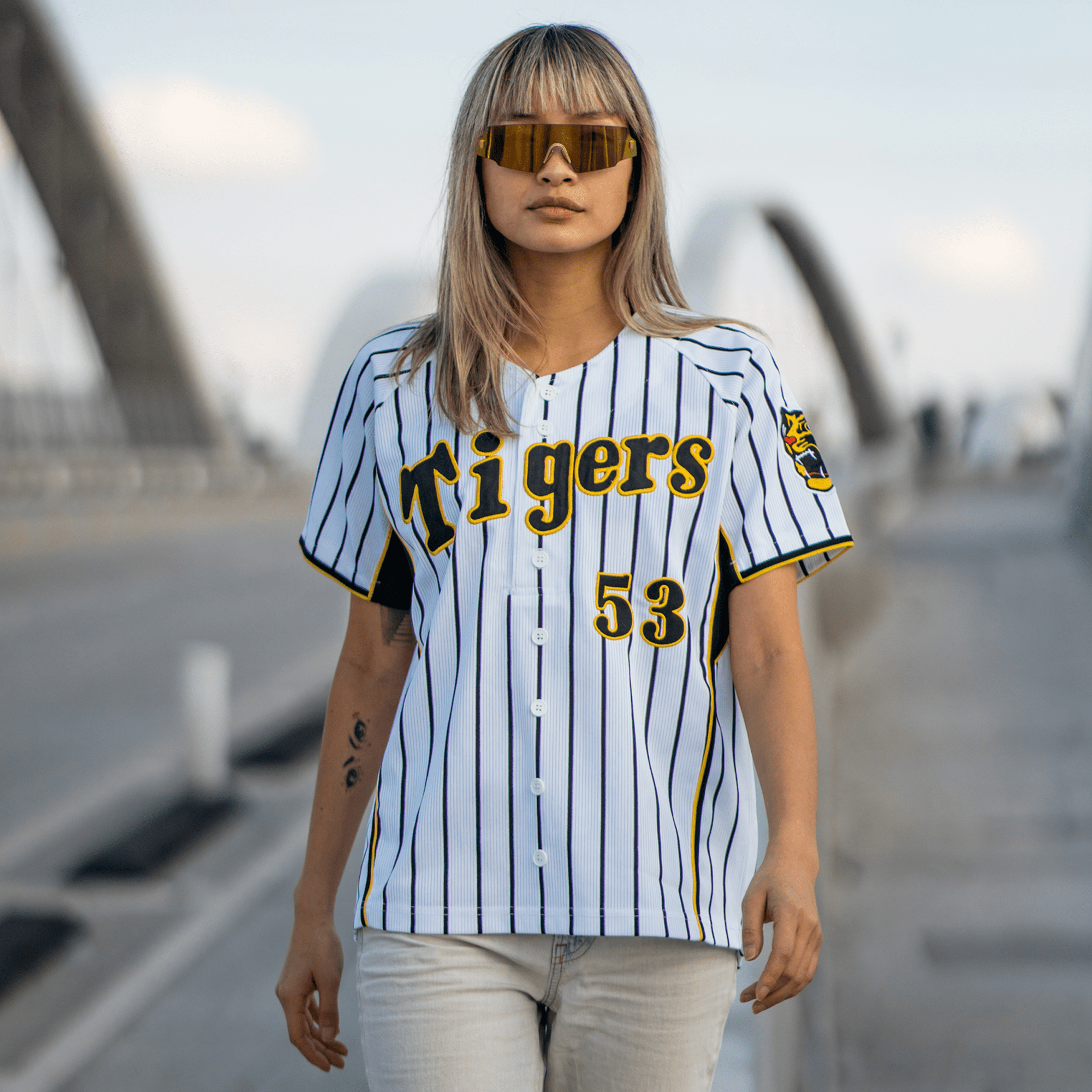 Retro Japan Hanshin Tigers Norihiro Akahoshi Baseball Home Knit Jersey 53 - Sugoi JDM