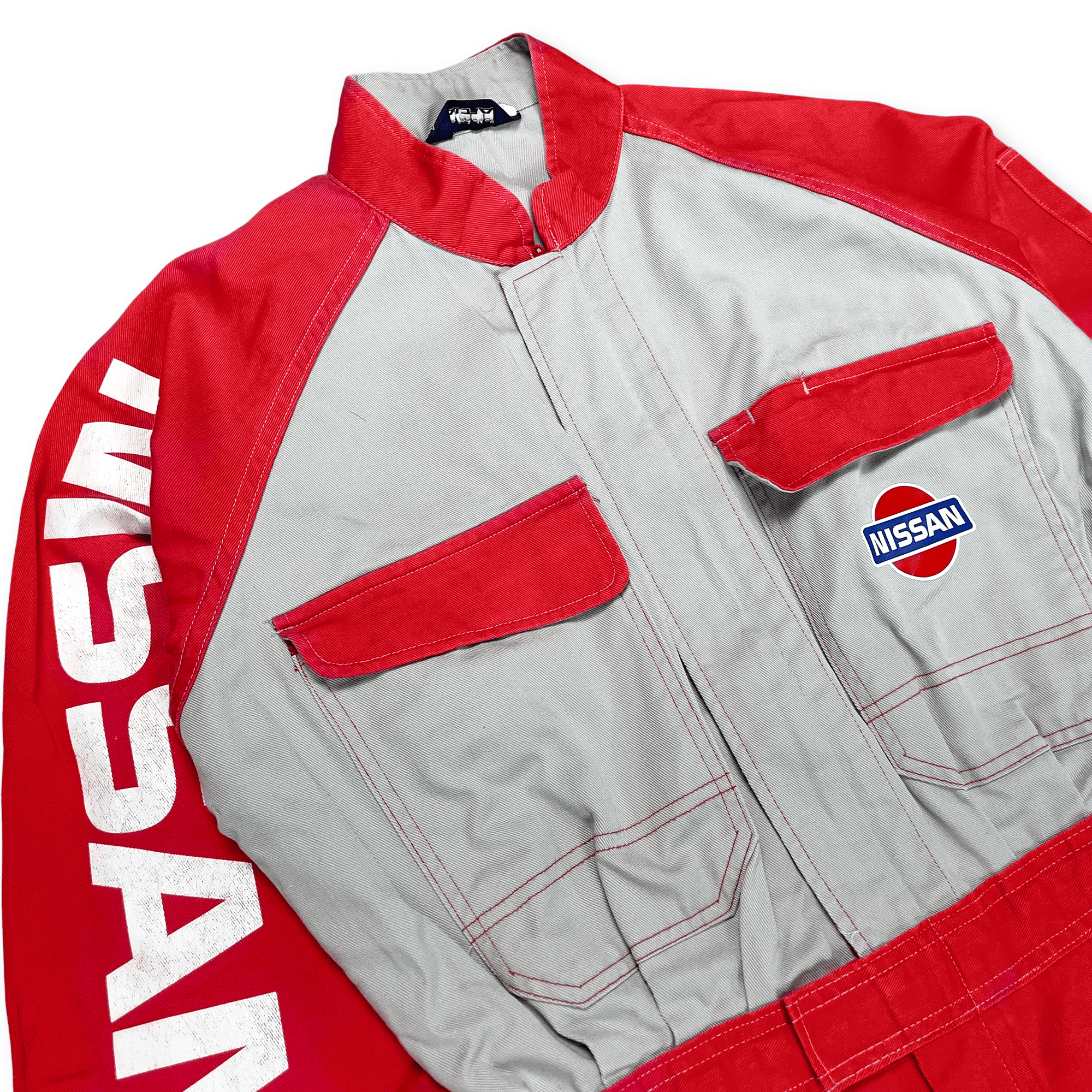 Retro Japan JDM Nissan Tsunagi Showa Era Red Stage Staff Coverall Uniform - Sugoi JDM