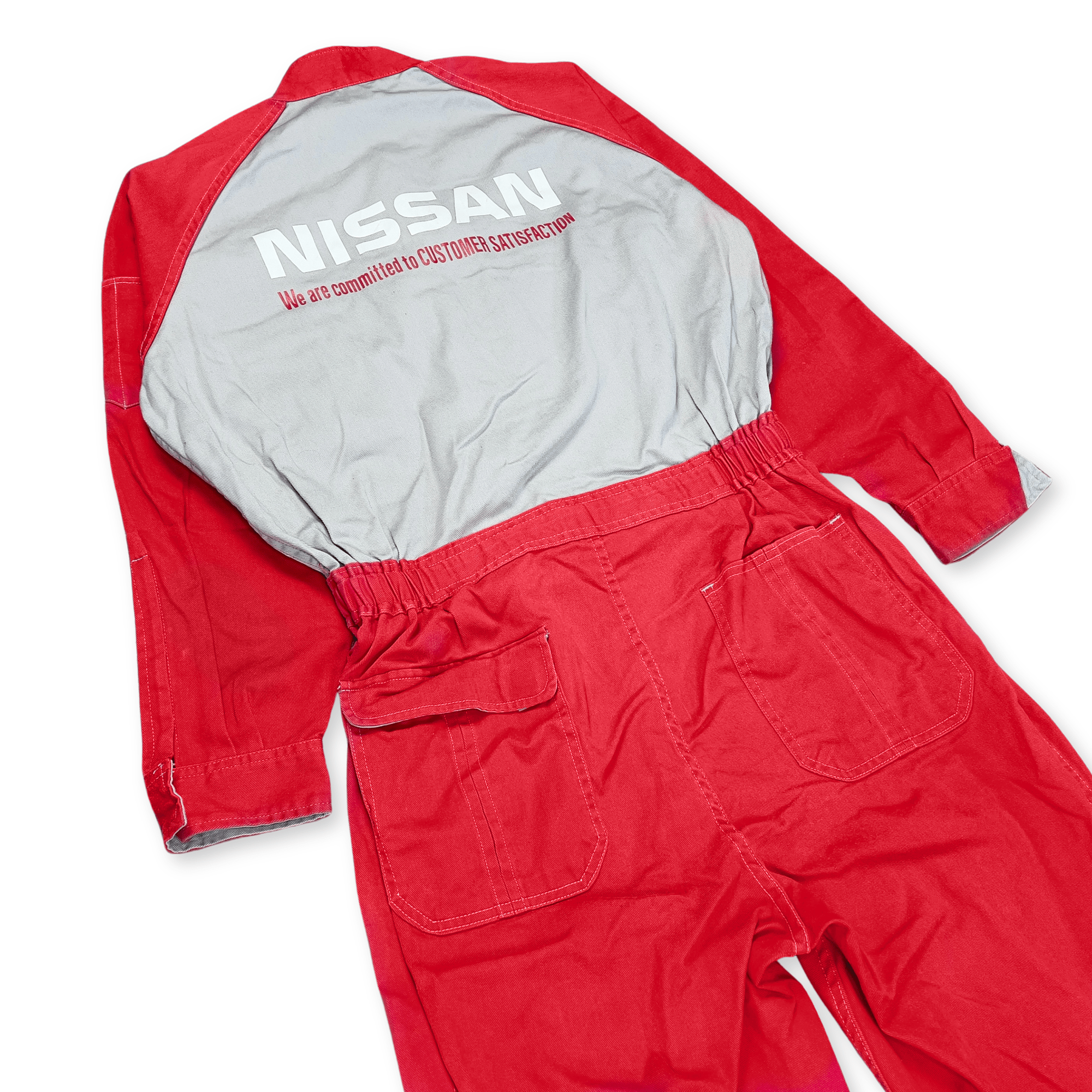 Retro Japan JDM Nissan Tsunagi Showa Era Red Stage Staff Coverall Uniform - Sugoi JDM
