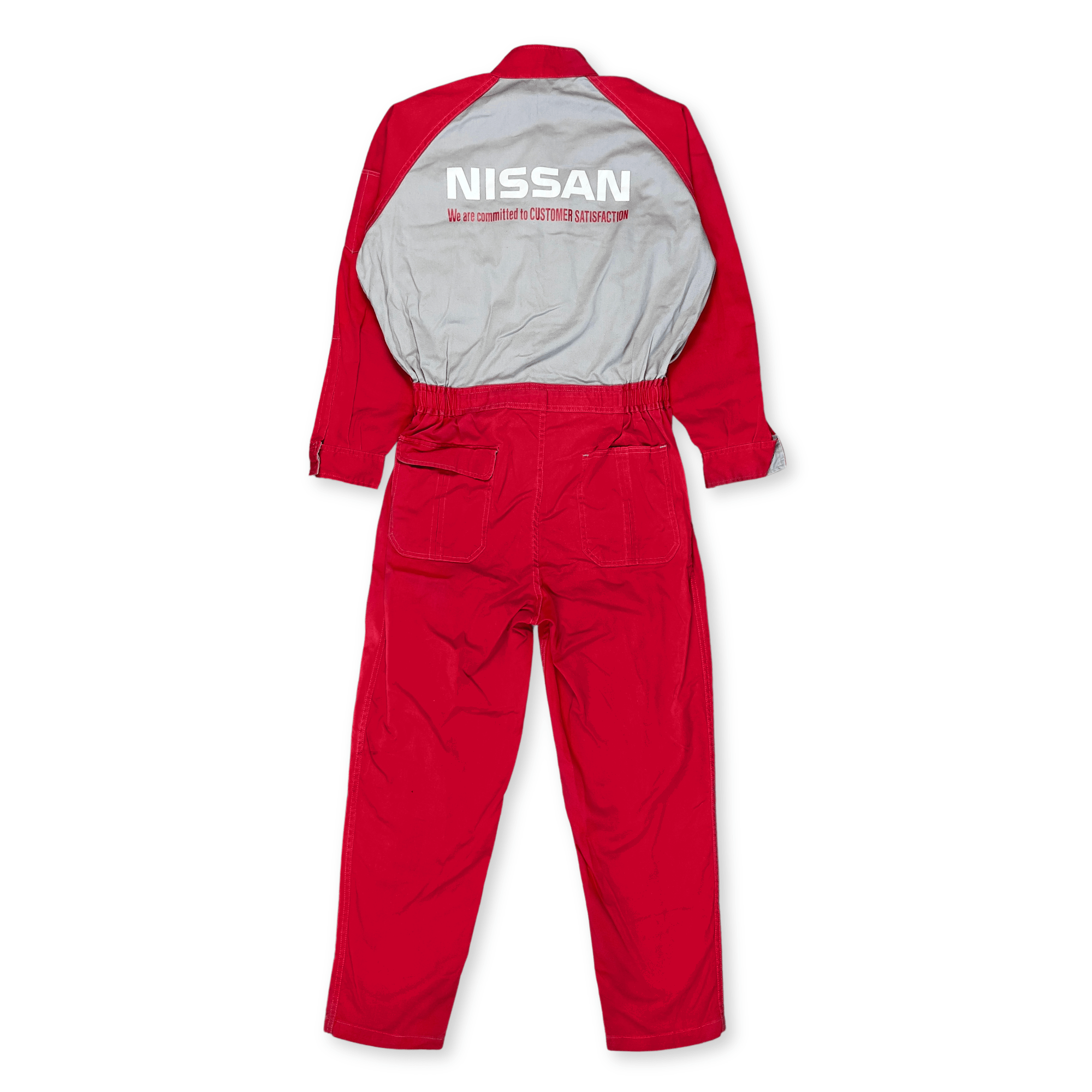 Retro Japan JDM Nissan Tsunagi Showa Era Red Stage Staff Coverall Uniform - Sugoi JDM