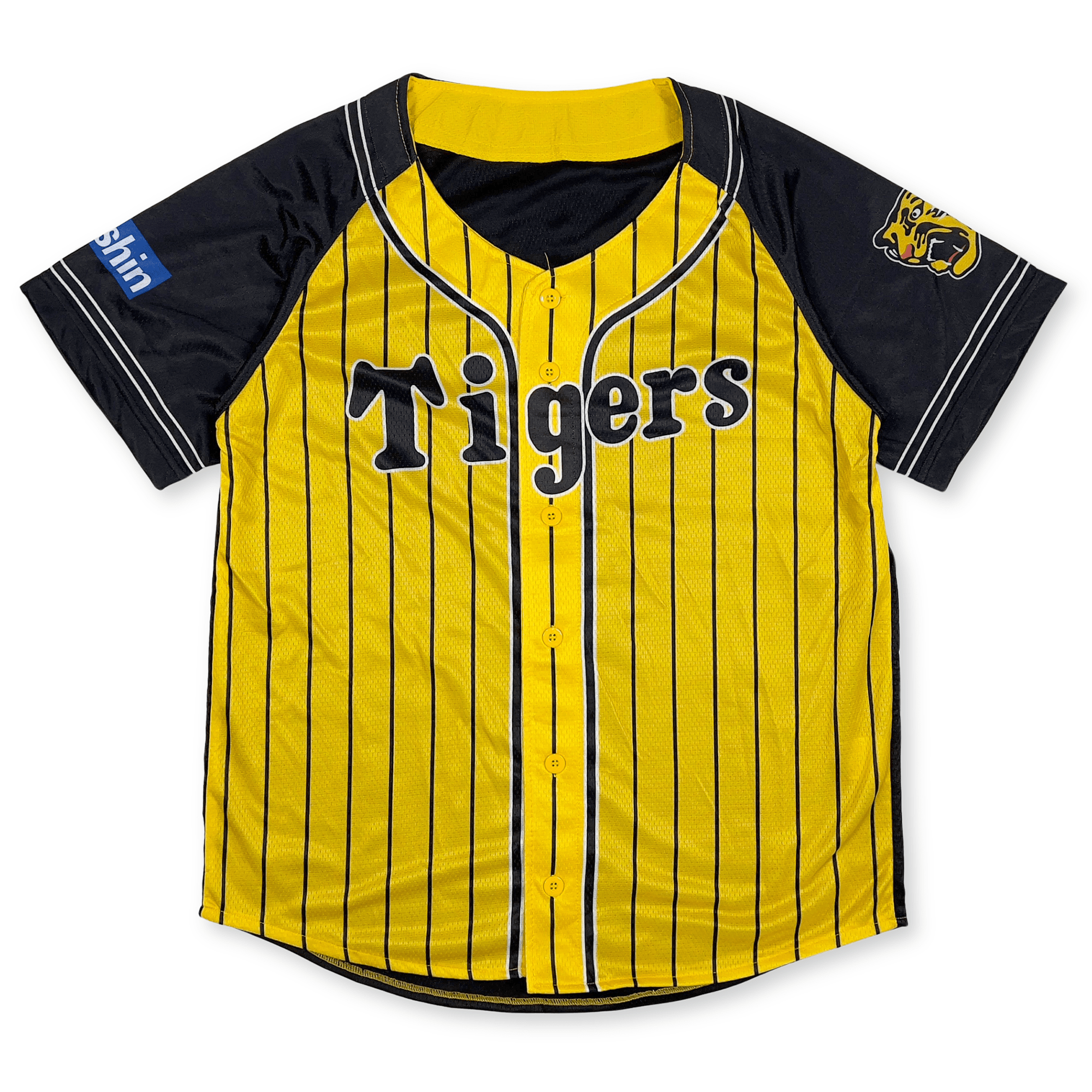Retro Japan Promotional Hanshin Tigers Pin Stripe Baseball Light Jersey Yellow - Sugoi JDM