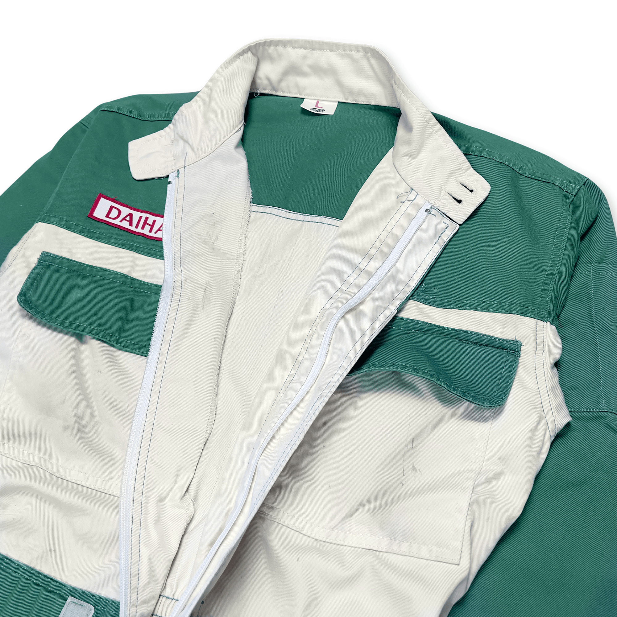 Retro JDM Daihatsu Mini Kei Car Truck Mechanic Tsunagi Coveralls Uniform Green - Sugoi JDM