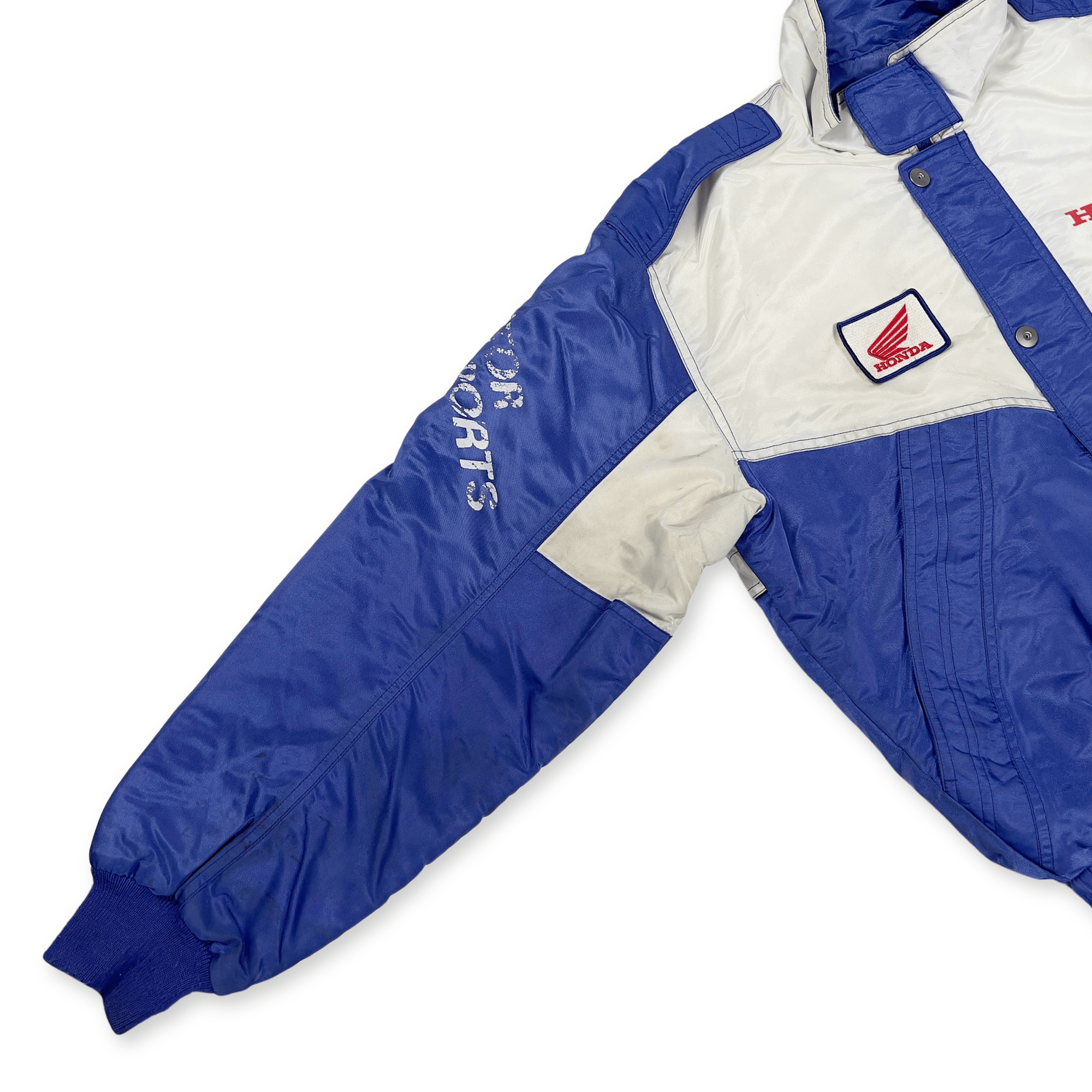 Retro Showa 1990s JDM Japan Honda Racing Blue Helmet Staff Jacket Blue - Sugoi JDM