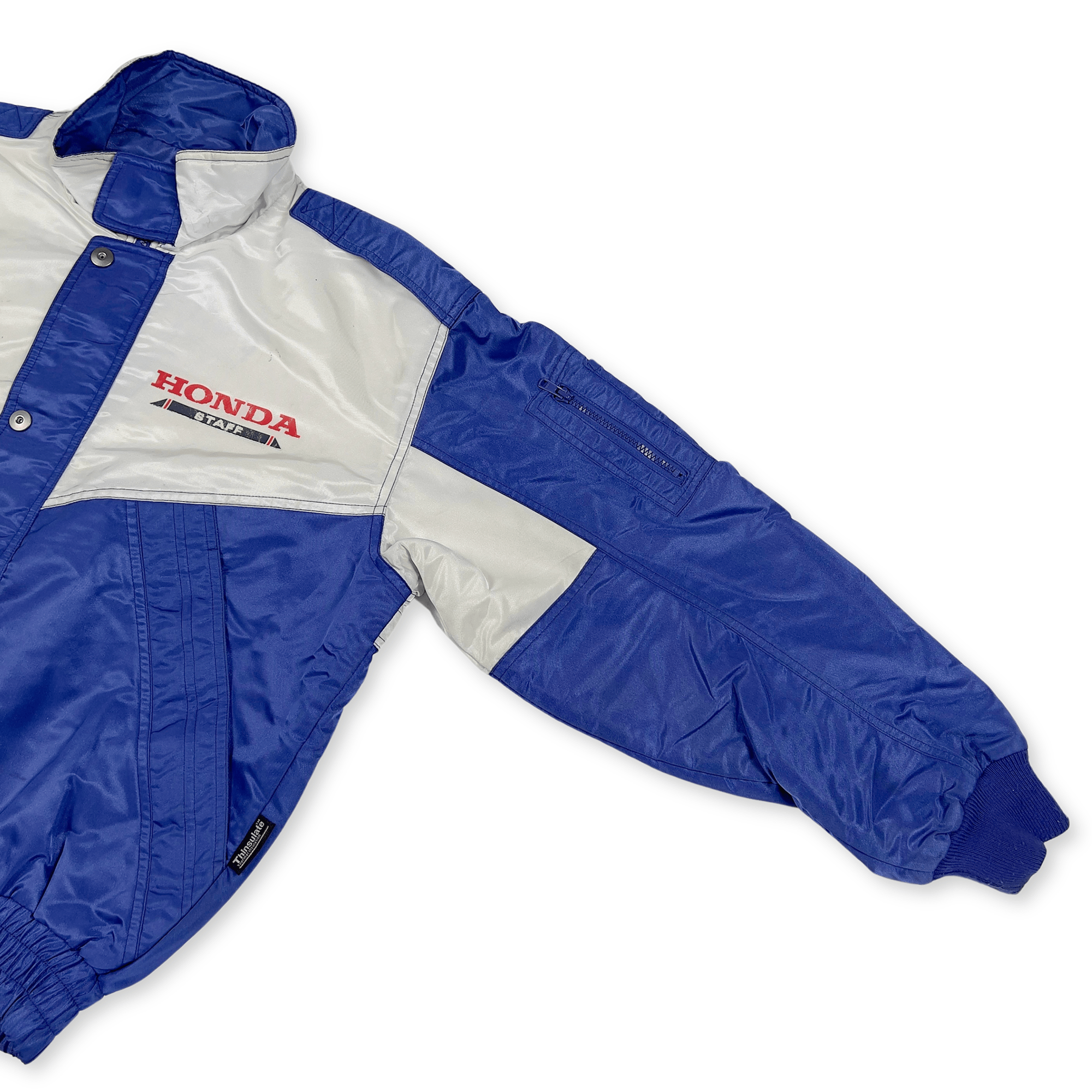 Retro Showa 1990s JDM Japan Honda Racing Blue Helmet Staff Jacket Blue - Sugoi JDM