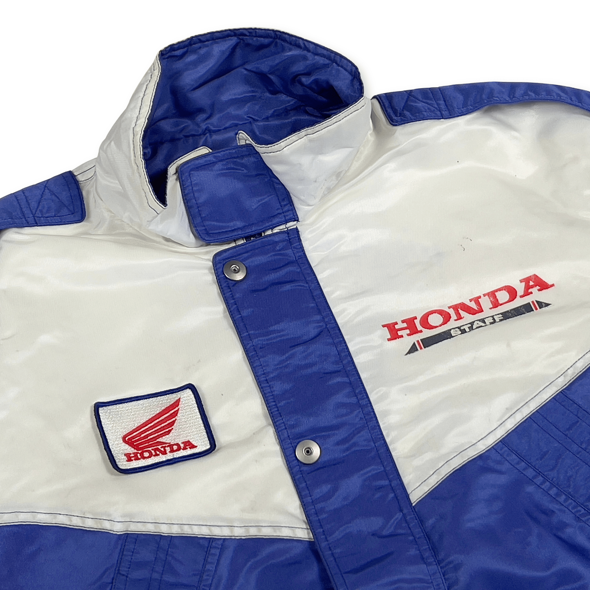 Retro Showa 1990s JDM Japan Honda Racing Blue Helmet Staff Jacket Blue - Sugoi JDM