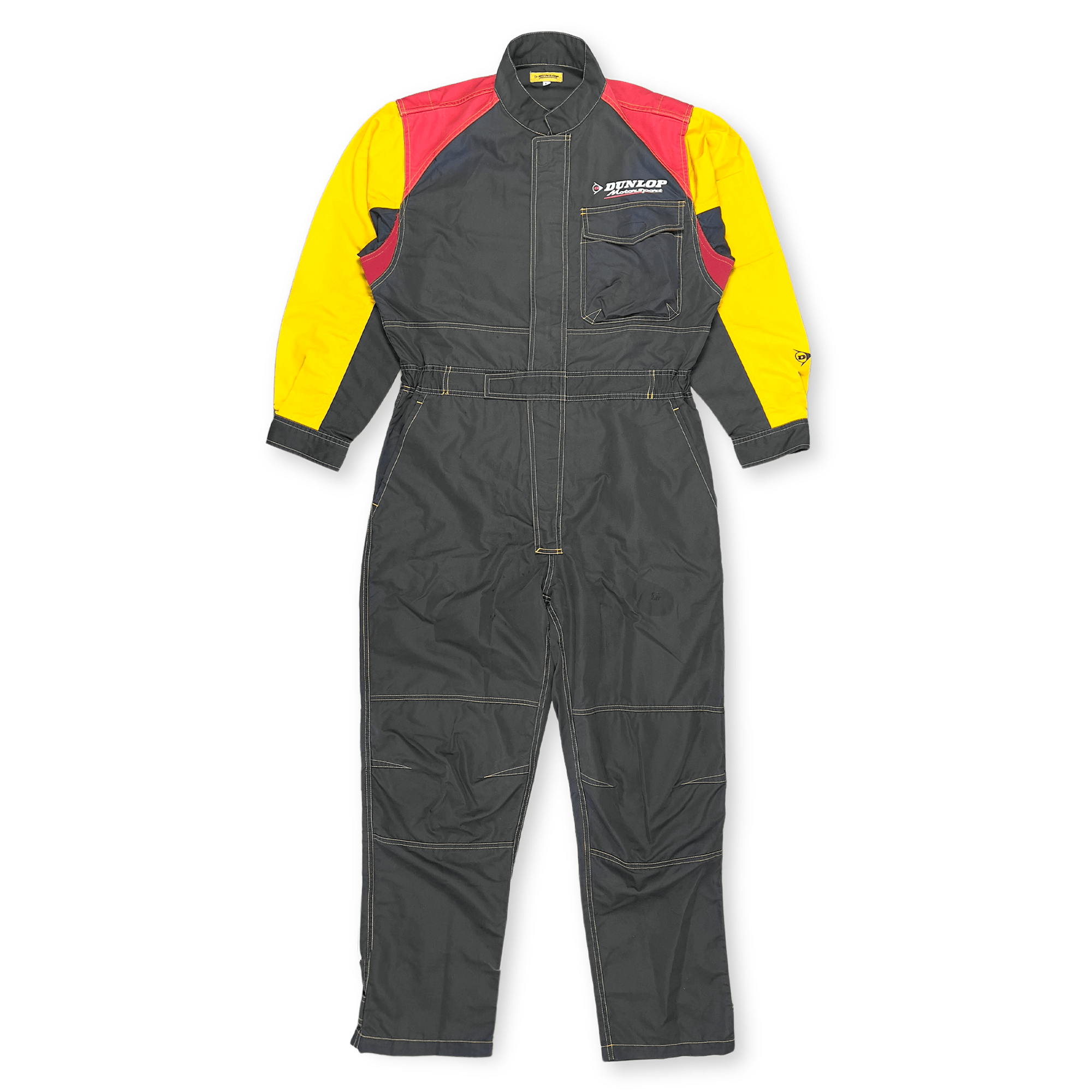 Retro Showa JDM Dunlop Motorsport Pit Crew Summer Coveralls Tsunagi Black - Sugoi JDM