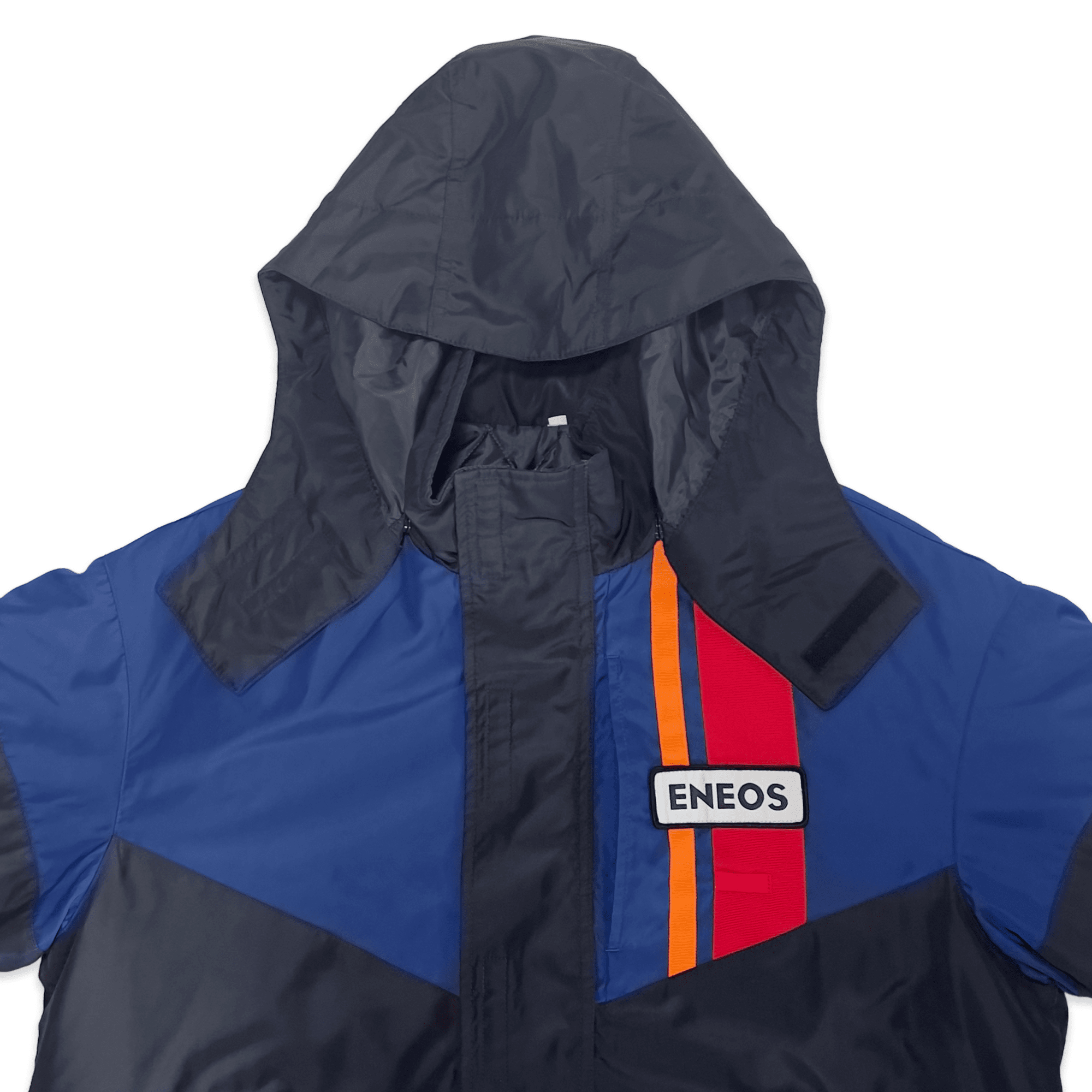 Retro Showa JDM ENEOS Oil Staff Uniform Winter Insulated Hoodie Jacket Blue - Sugoi JDM