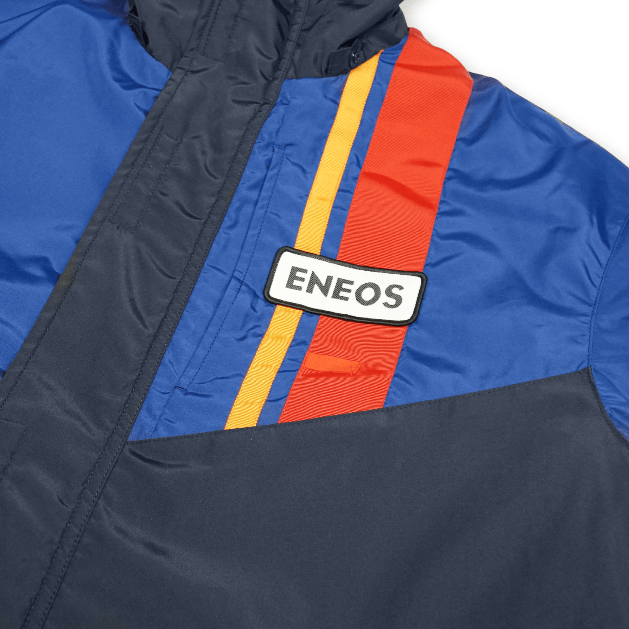 Retro Showa JDM Japan ENEOS Oil Staff Uniform Winter Insulated Jacket Blue - Sugoi JDM