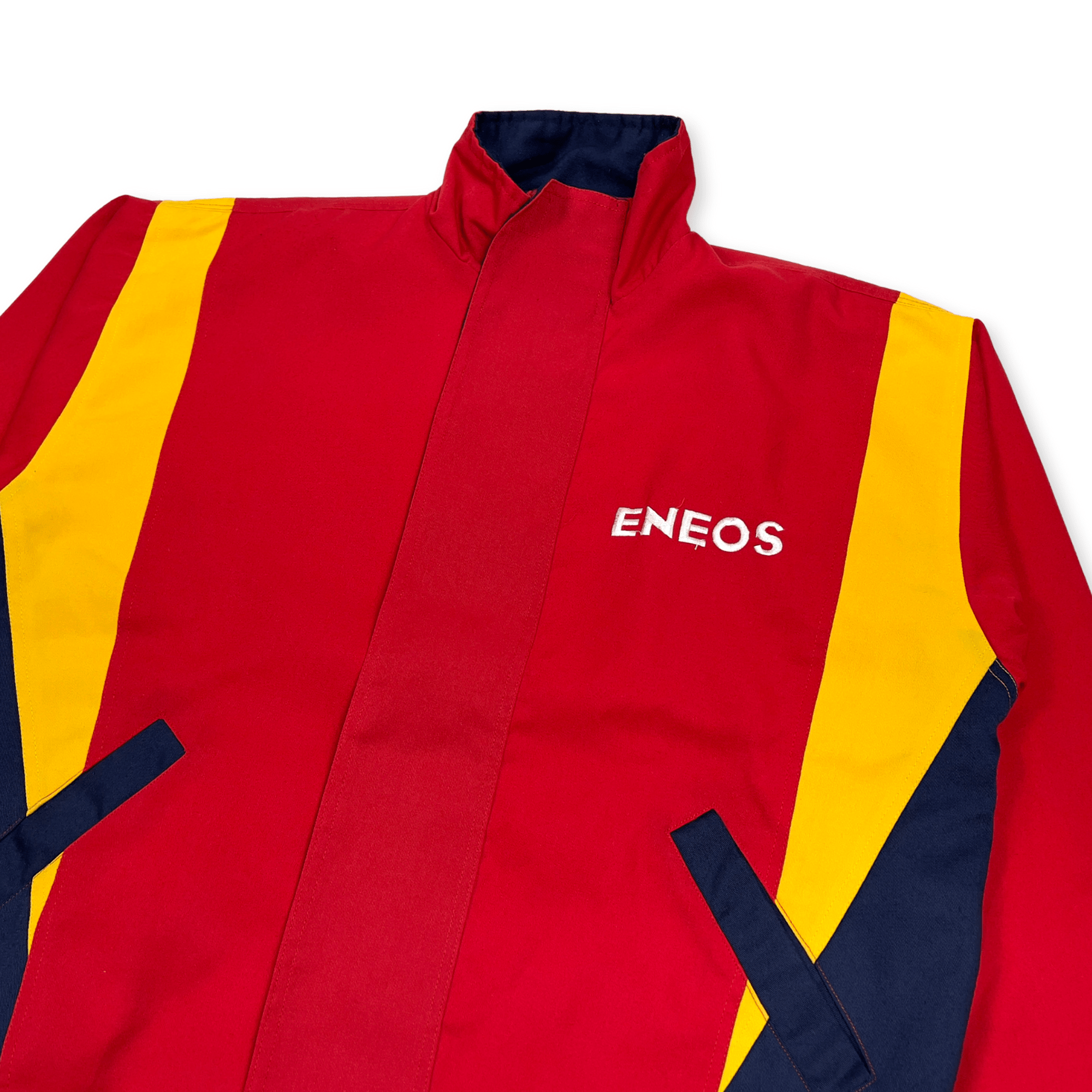 Retro Showa JDM Japan ENEOS Stitched Logo Jacket Jumper Red Orange - Sugoi JDM