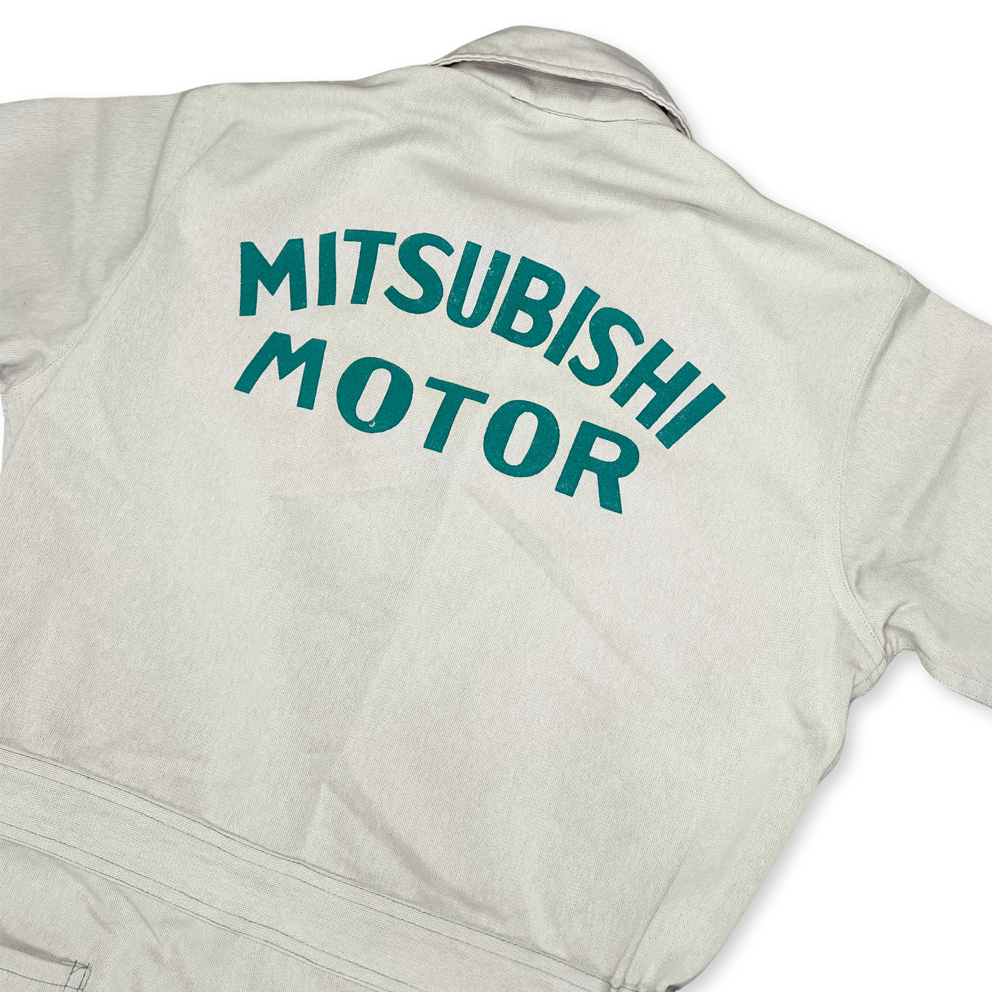 Vintage 1970s JDM Showa Mitsubishi Motors Short Sleeve Coveralls Tsunagi Beige - Sugoi JDM
