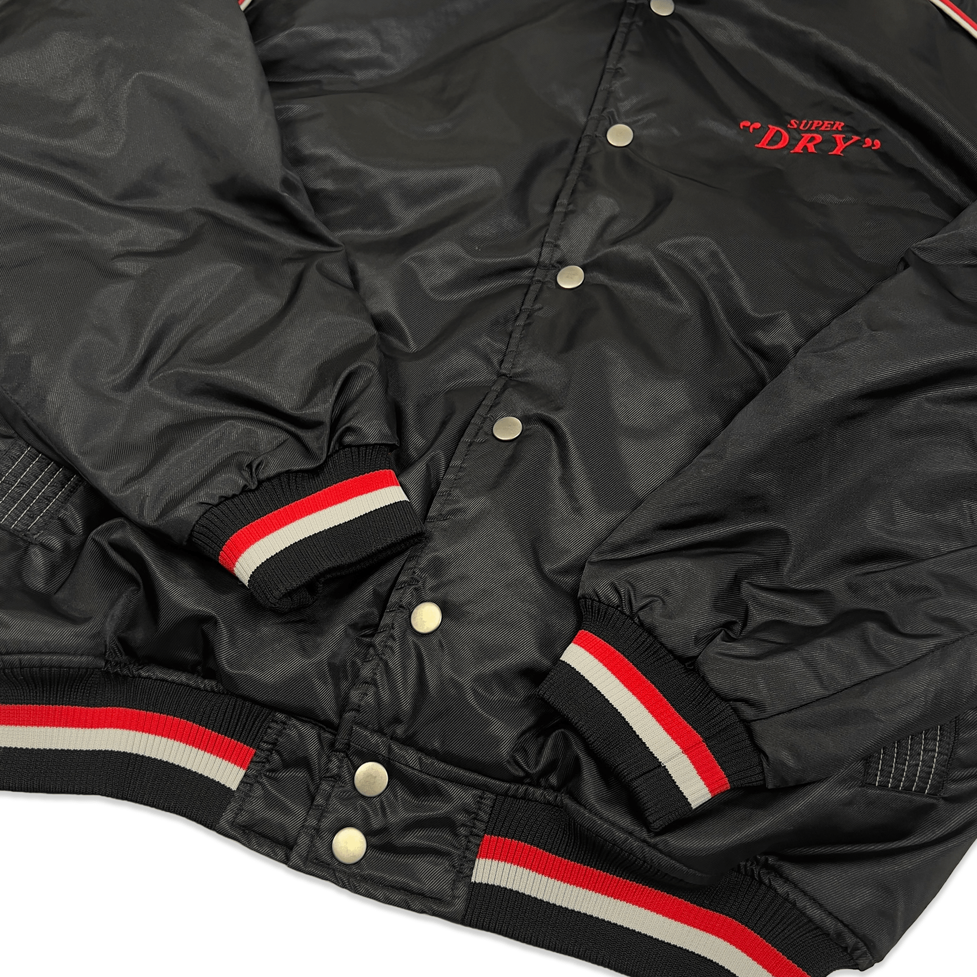 Vintage 1990s Japan Asahi Super Dry Stadium Bomber Jacket Black - Sugoi JDM