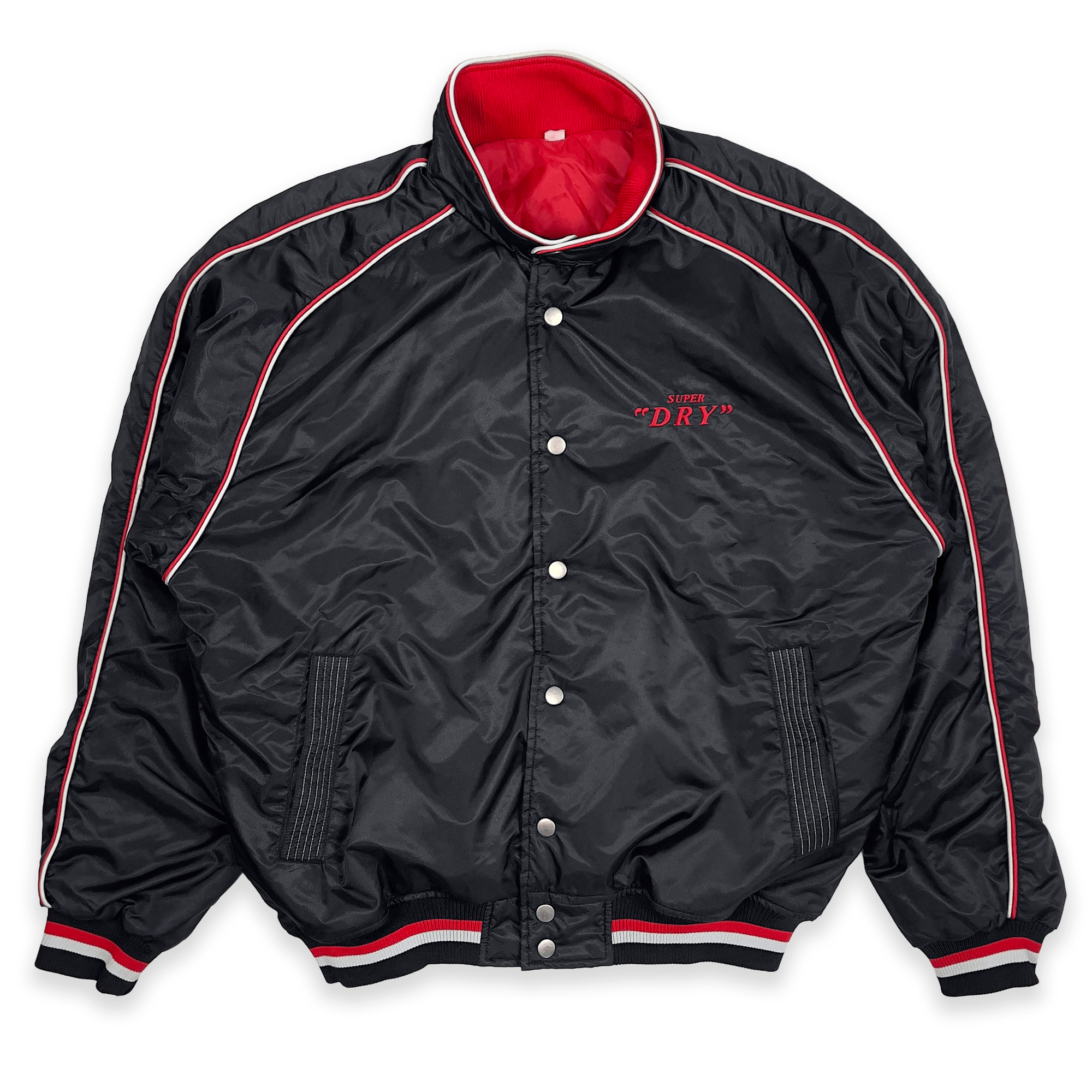 Vintage 1990s Japan Asahi Super Dry Stadium Bomber Jacket Black - Sugoi JDM