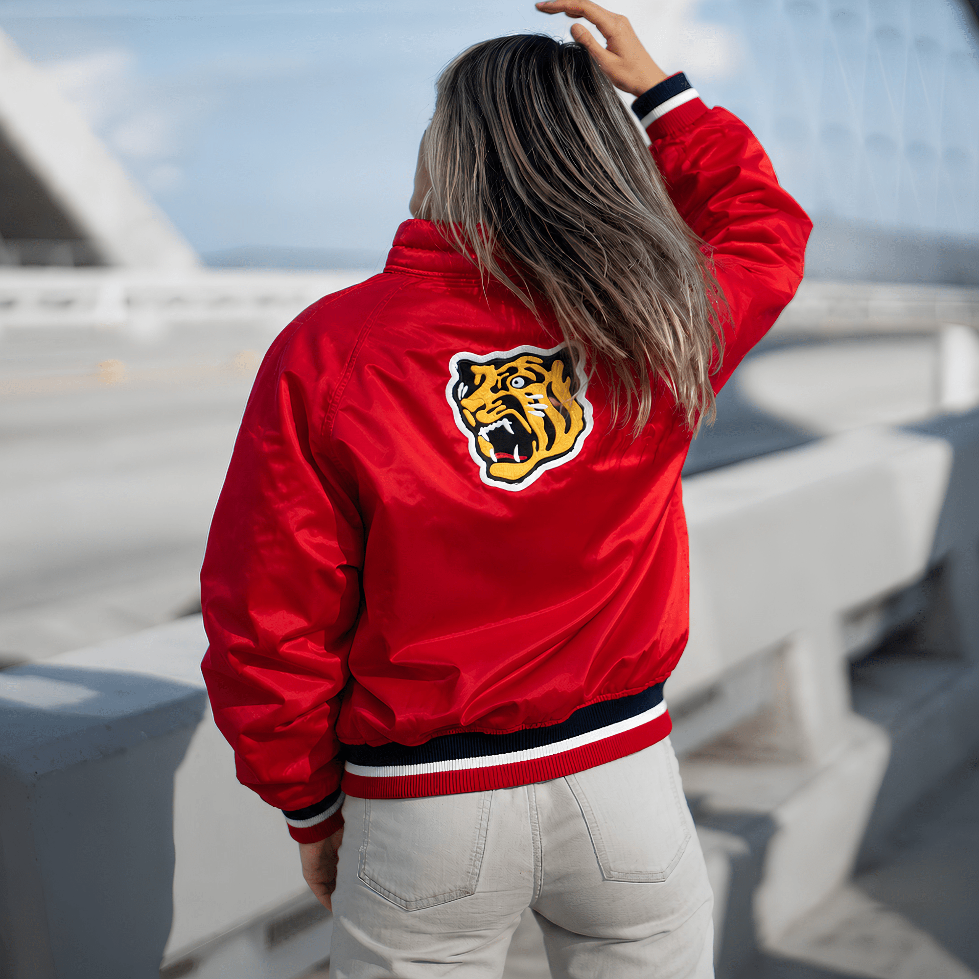 Vintage Hanshin Tigers Descente Red Satin 1970s Japanese Baseball Jacket - Sugoi JDM