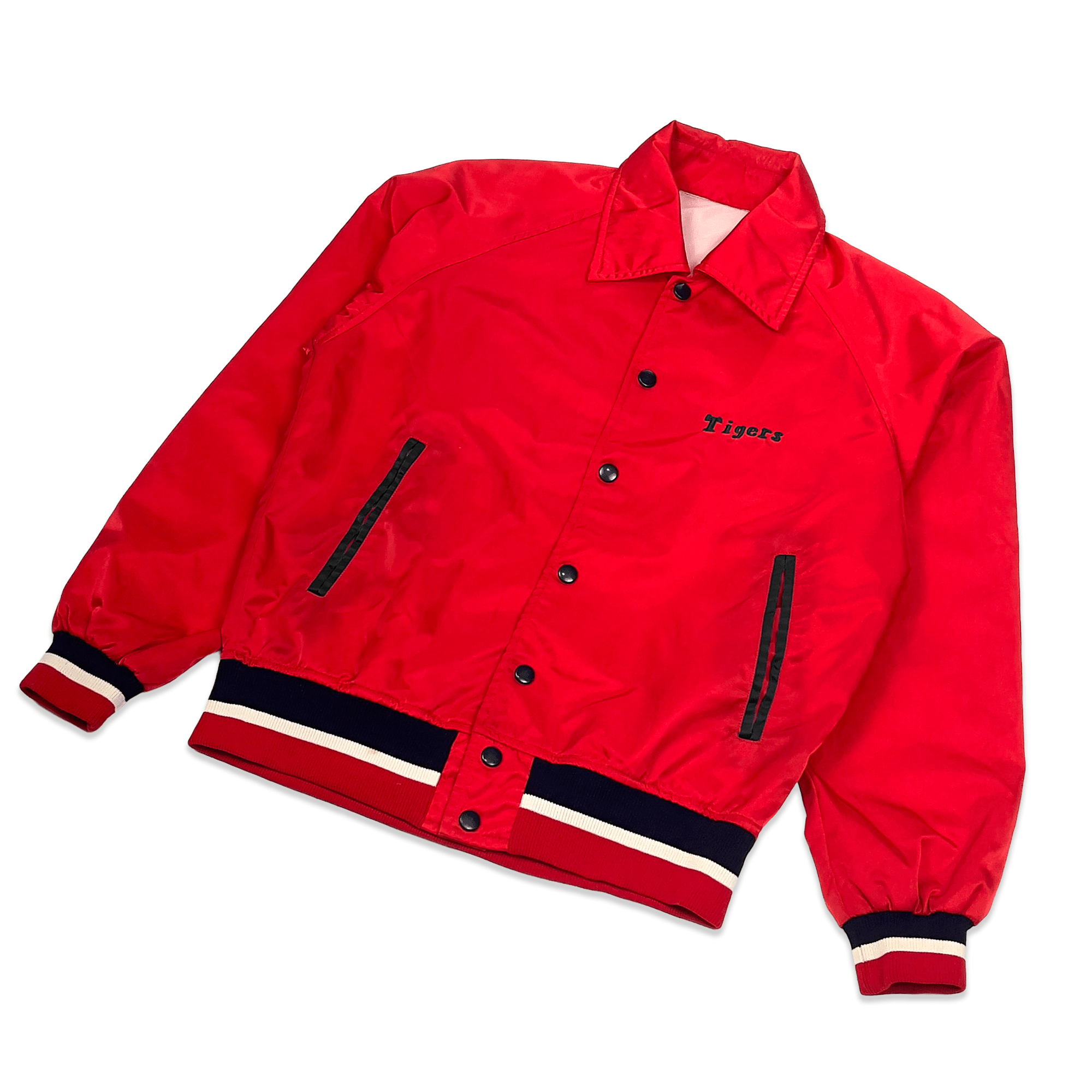 Vintage Hanshin Tigers Descente Red Satin 1970s Japanese Baseball Jacket - Sugoi JDM