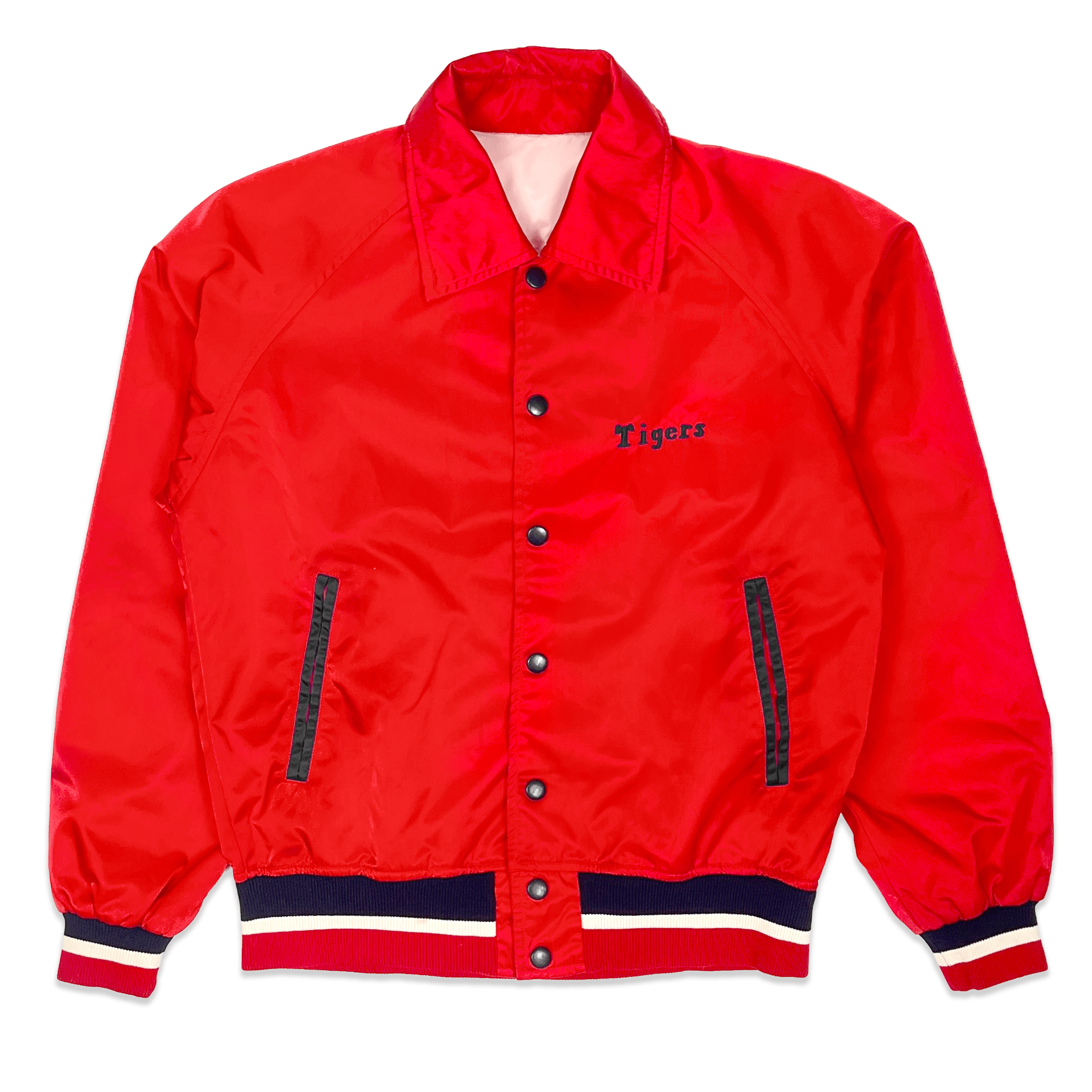 Vintage Hanshin Tigers Descente Red Satin 1970s Japanese Baseball Jacket - Sugoi JDM